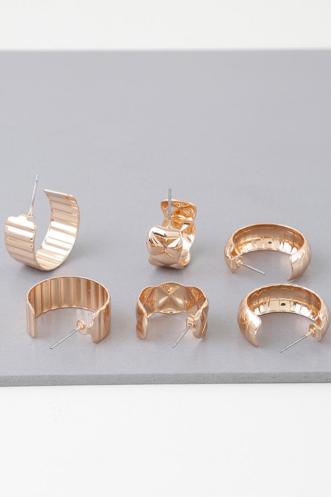 Multi Quilted Hoop Earrings Set product image