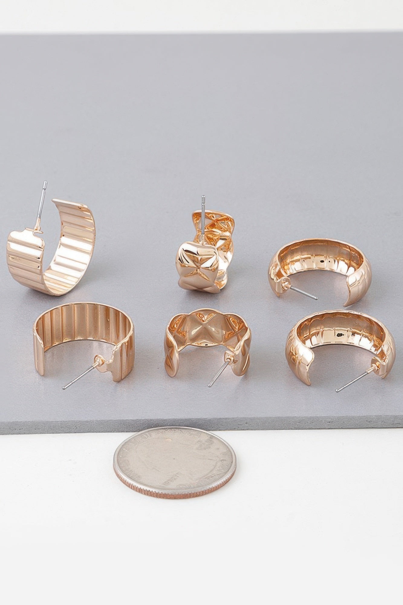 Multi Quilted Hoop Earrings Set product image