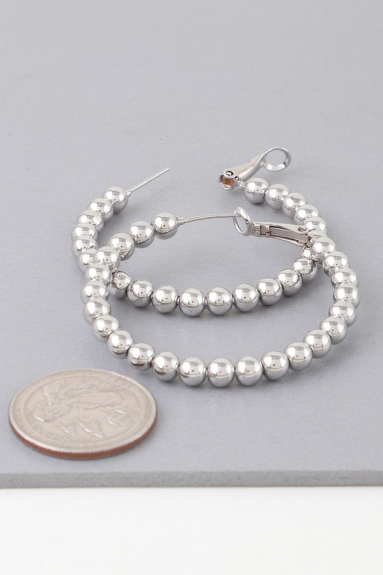 Shiny Beaded Hoop Earrings product image