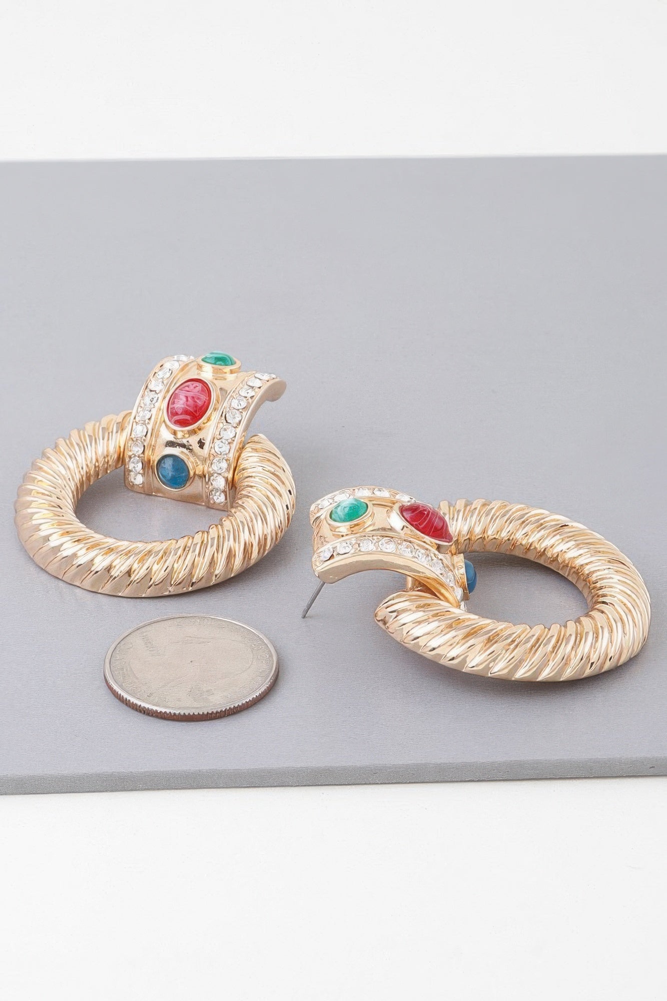 Bejeweled Twisted Hoop Drop Earrings product image