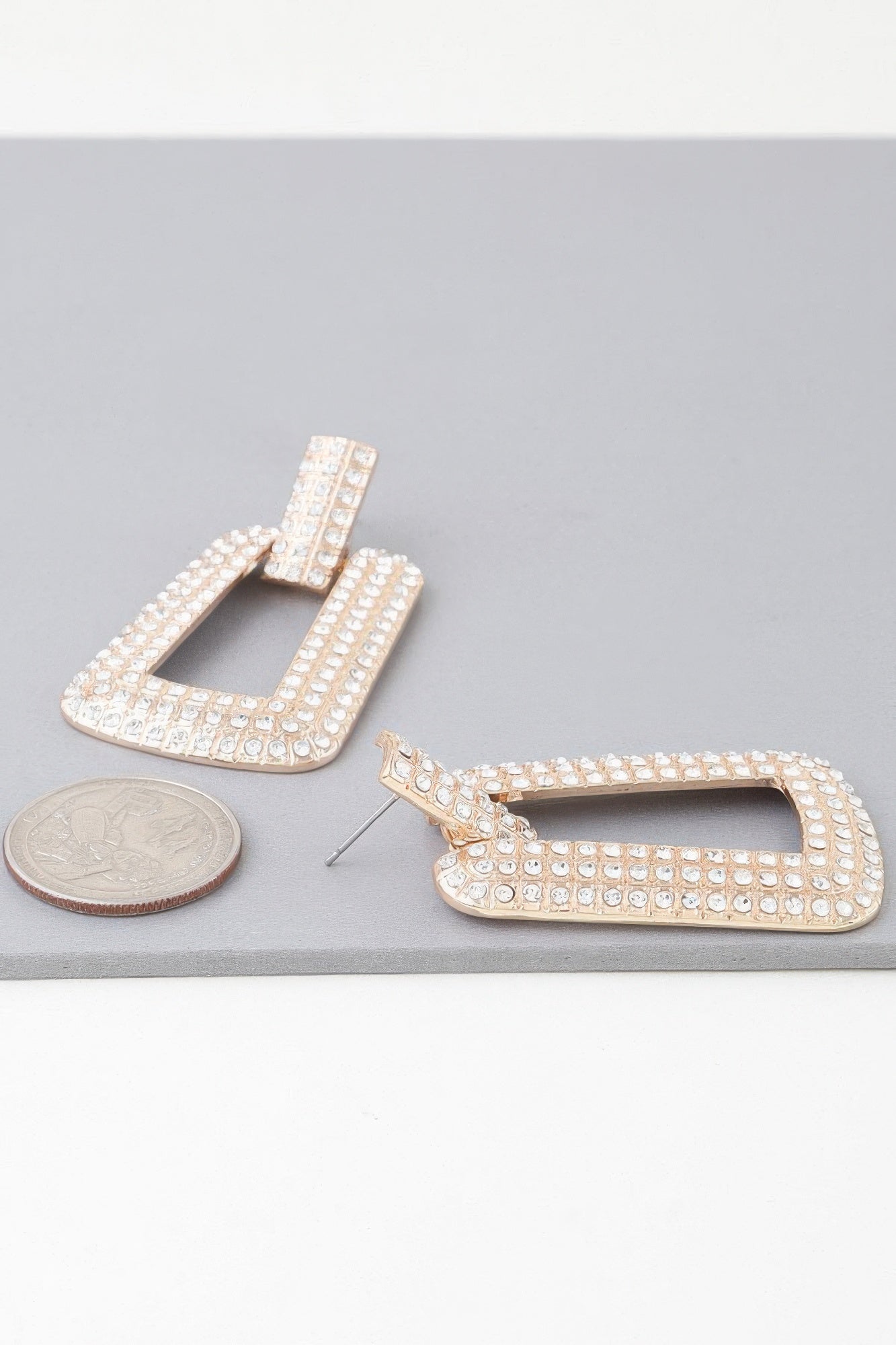 Triple Rhinestone Frame Earrings product image