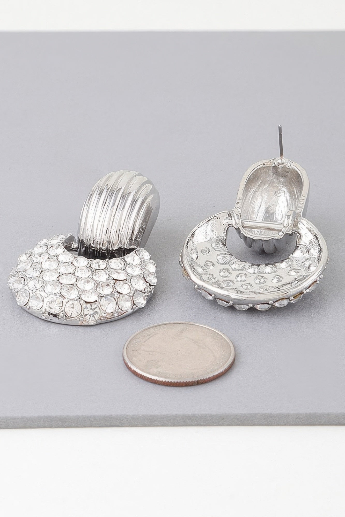 Modern Bejeweled Crescent Moon Earrings product image