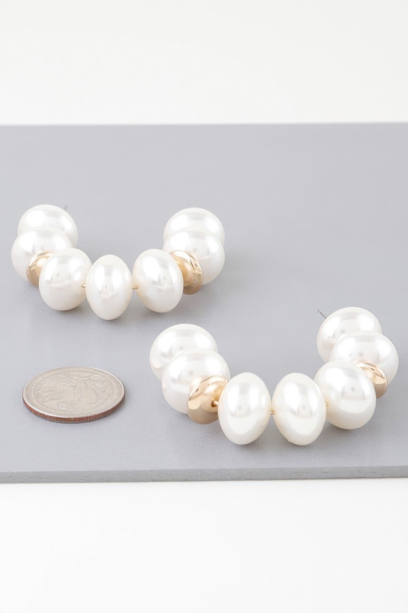 Multi Oval Pearl Hoop Earrings product image