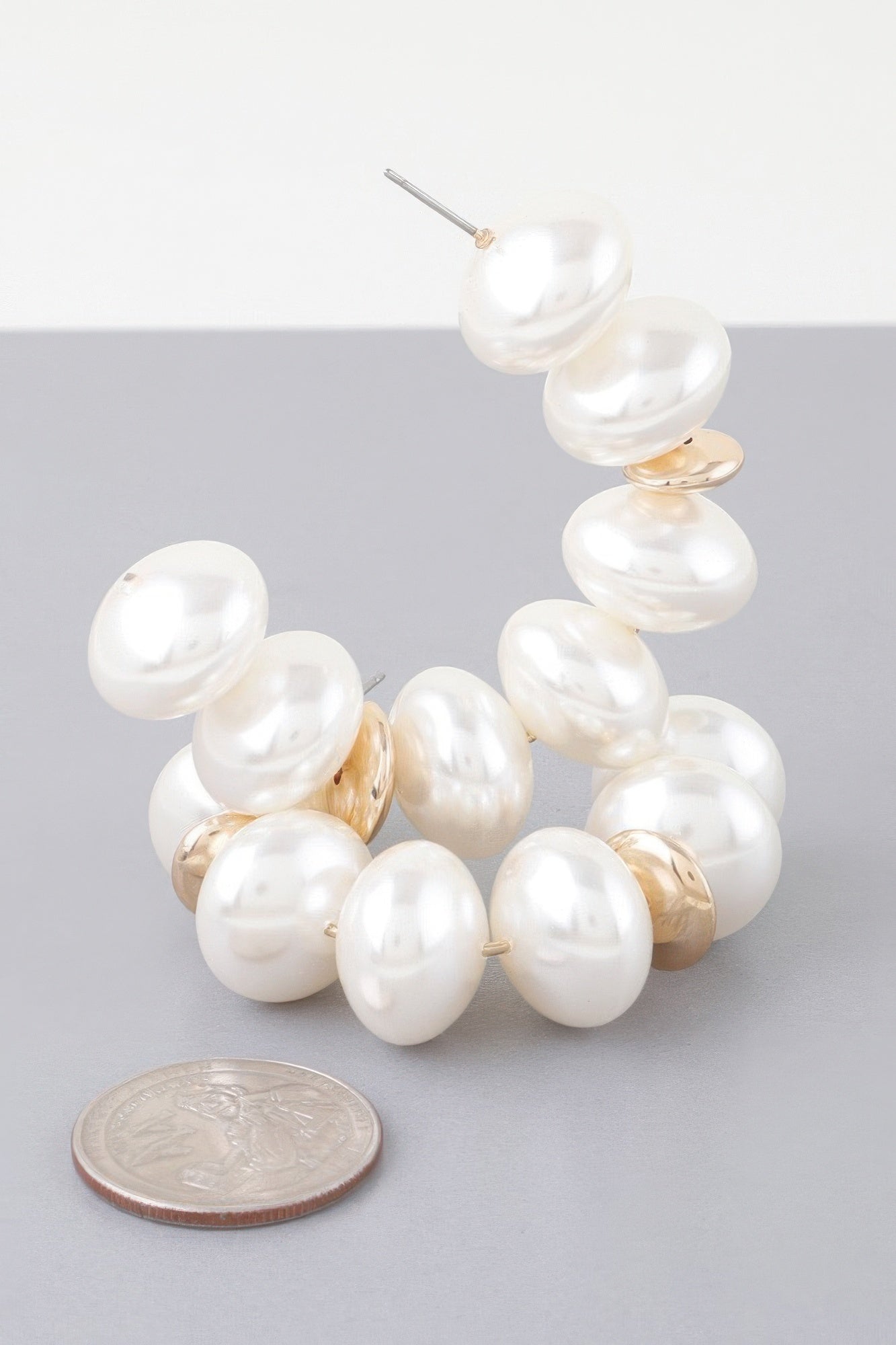 Multi Oval Pearl Hoop Earrings product image