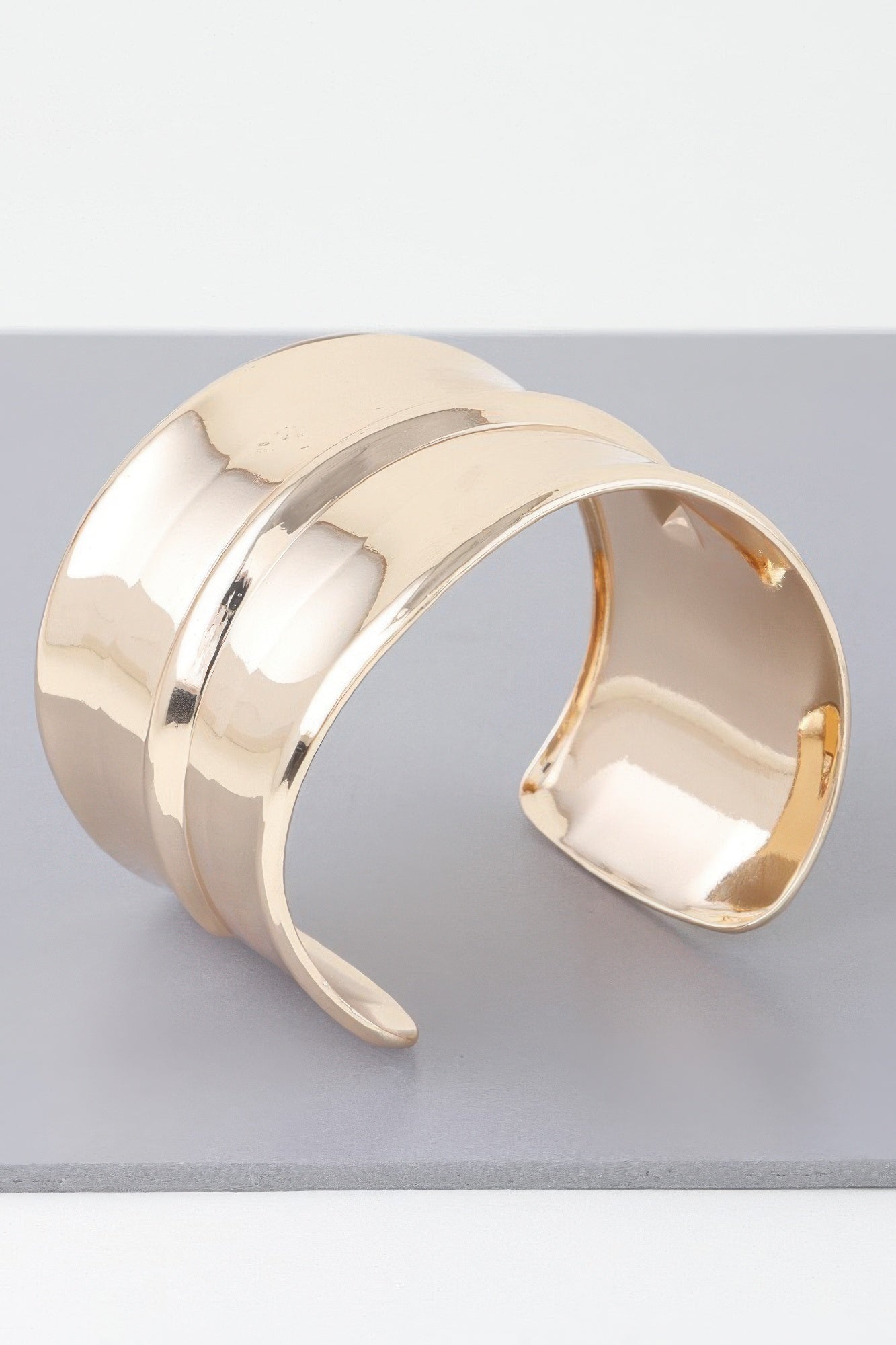 Wide Shiny Rib Open Cuff Bracelet product image