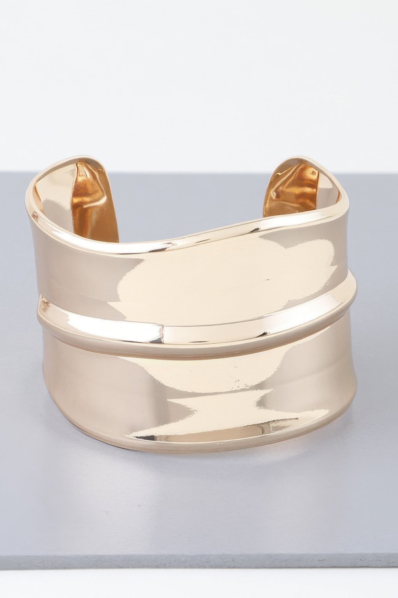 Wide Shiny Rib Open Cuff Bracelet product image
