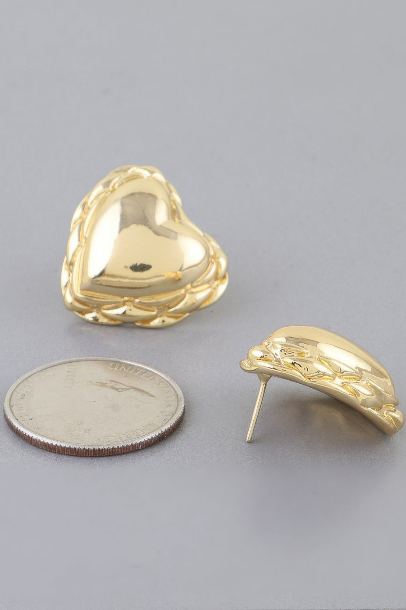 Shiny Braided Heart Stud Earrings product image