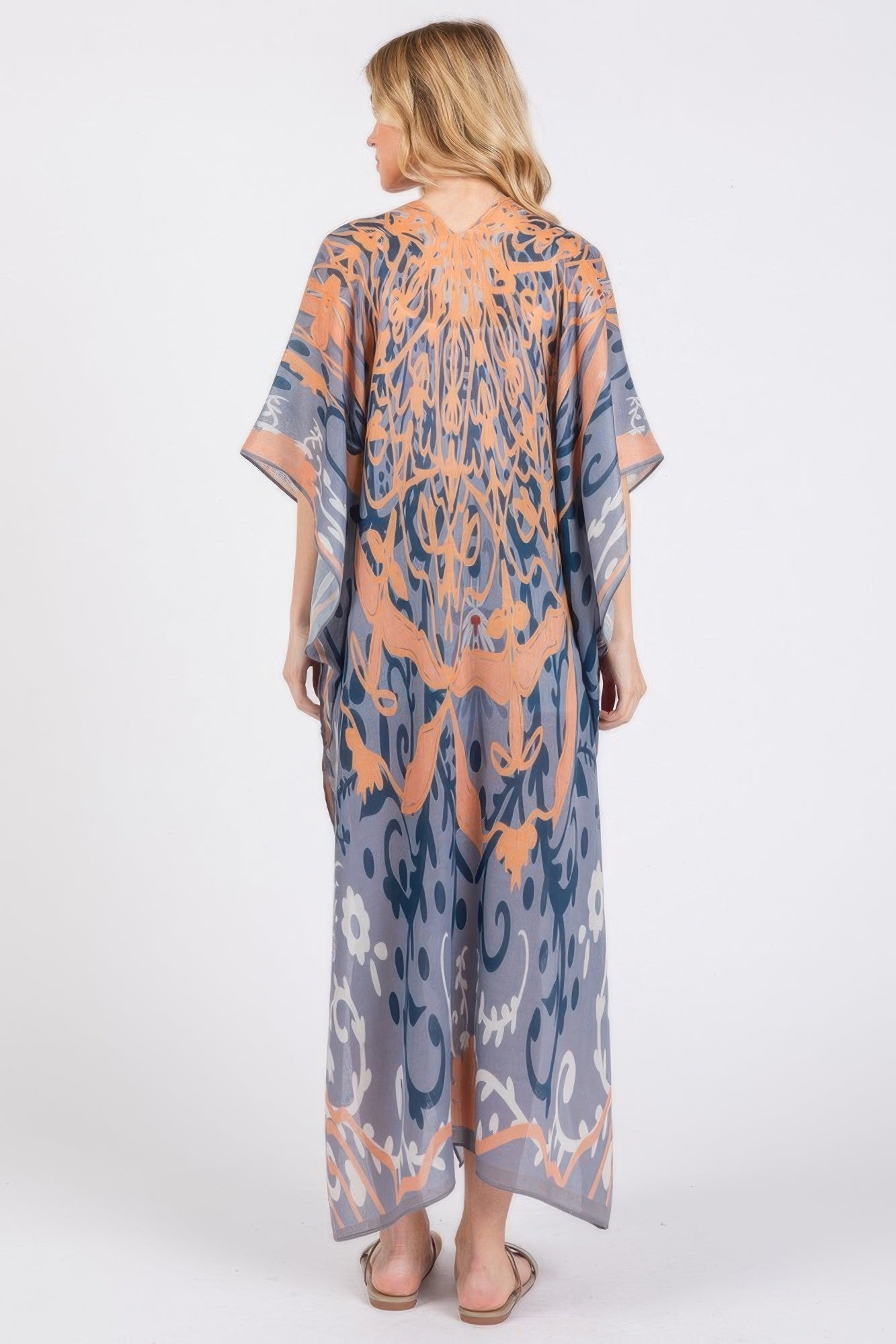 Boho Print Open Front Long Kimono product image