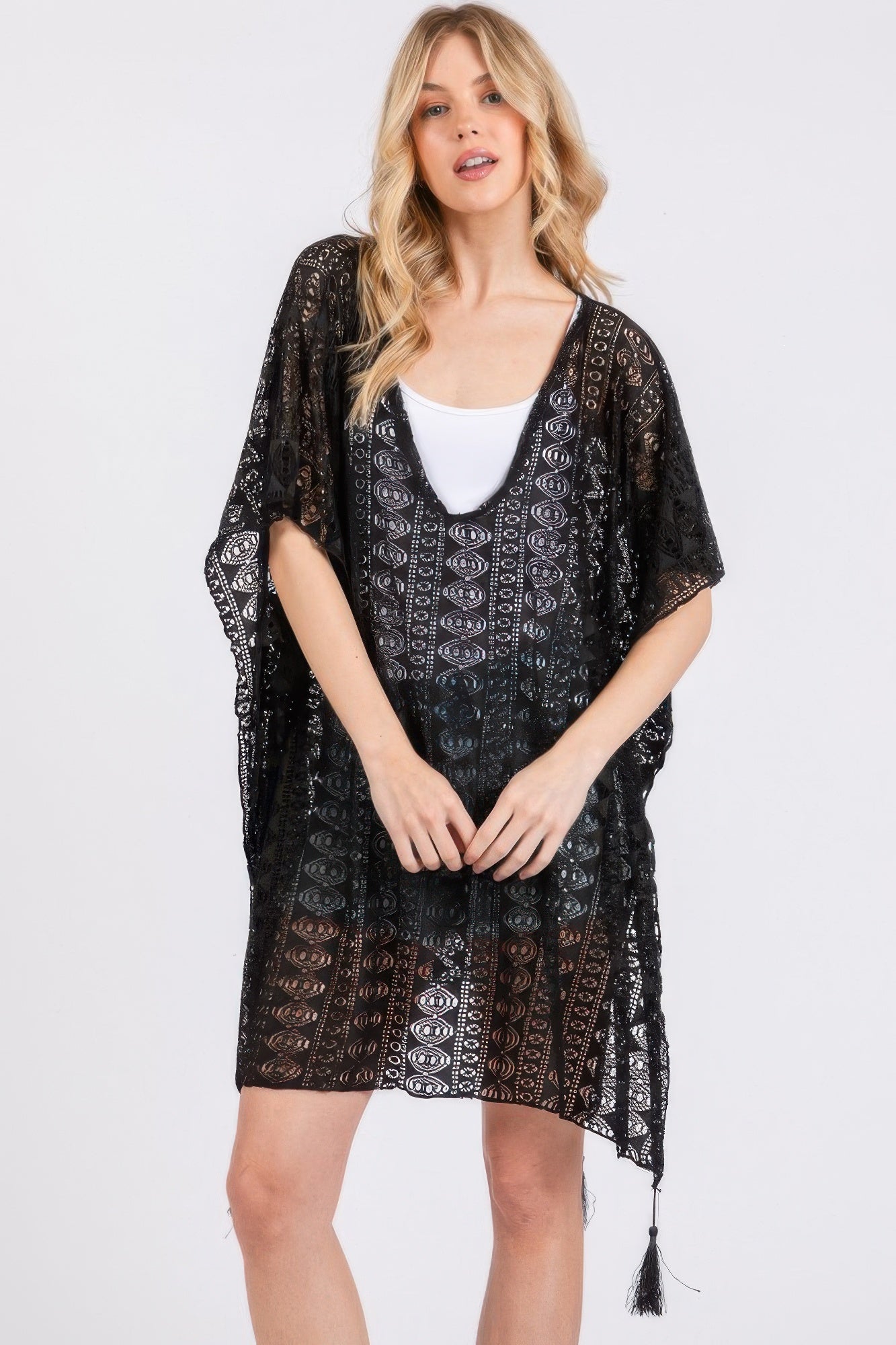 Crochet Lace Tassel Cover Up product image