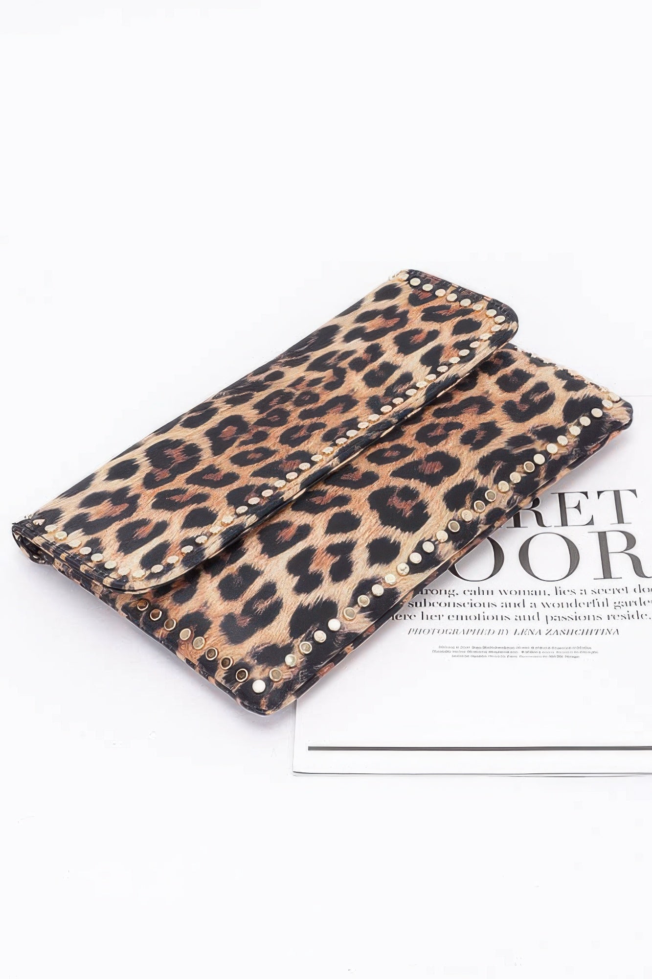 Nylon Leopard Metal Studded Clutch Bag product image