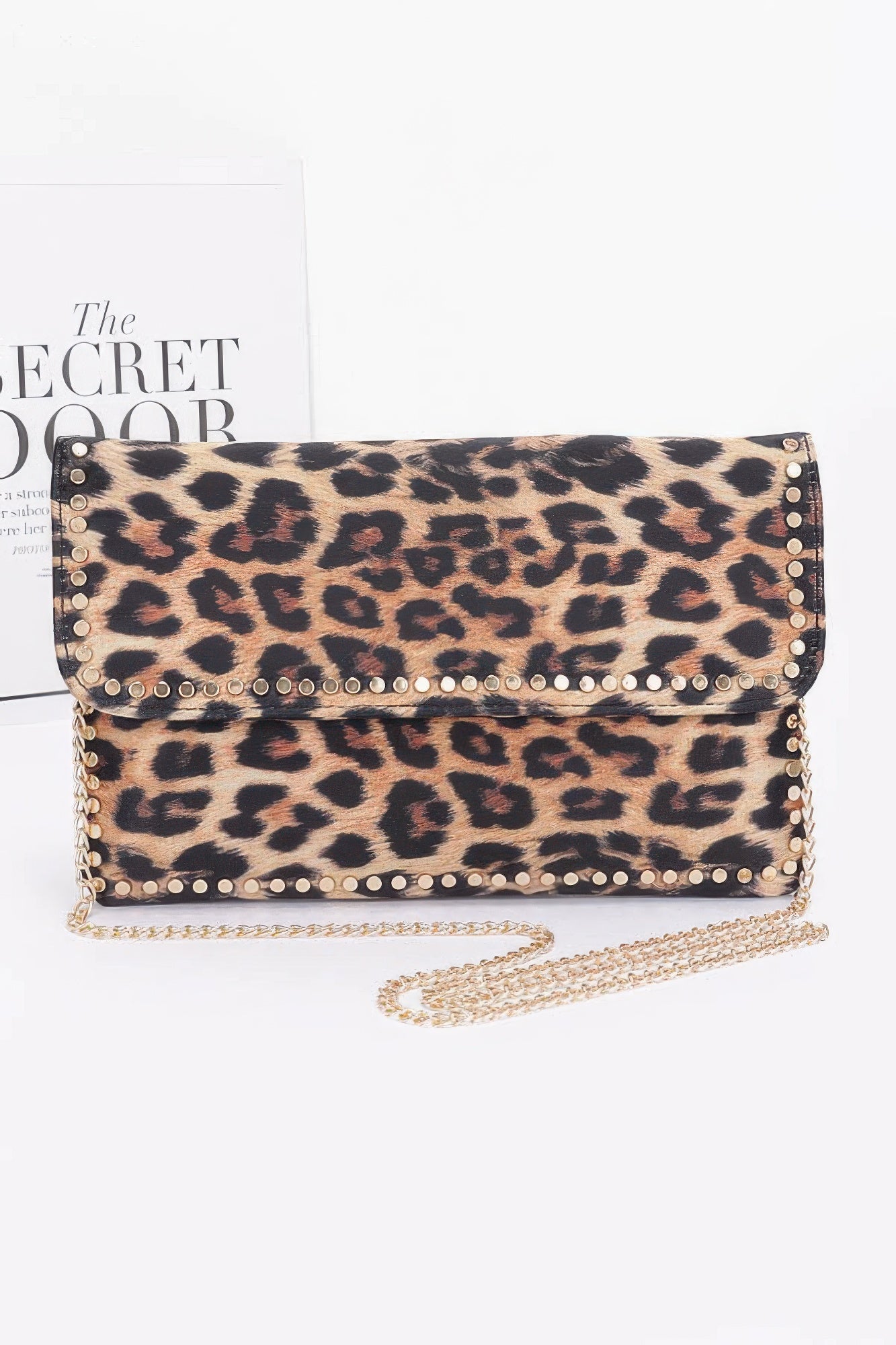 Nylon Leopard Metal Studded Clutch Bag product image
