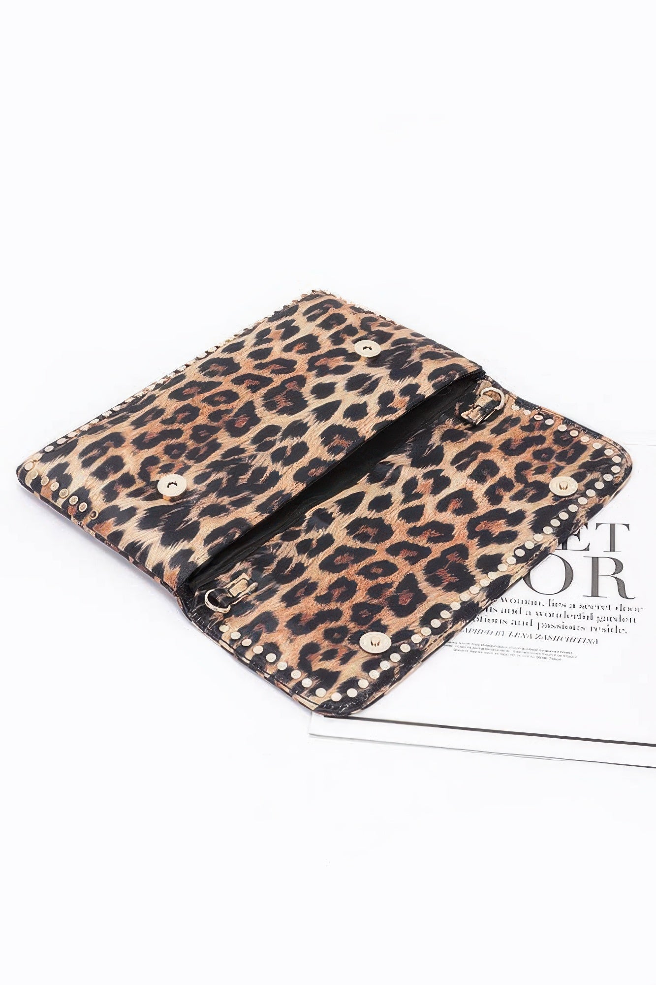 Nylon Leopard Metal Studded Clutch Bag product image