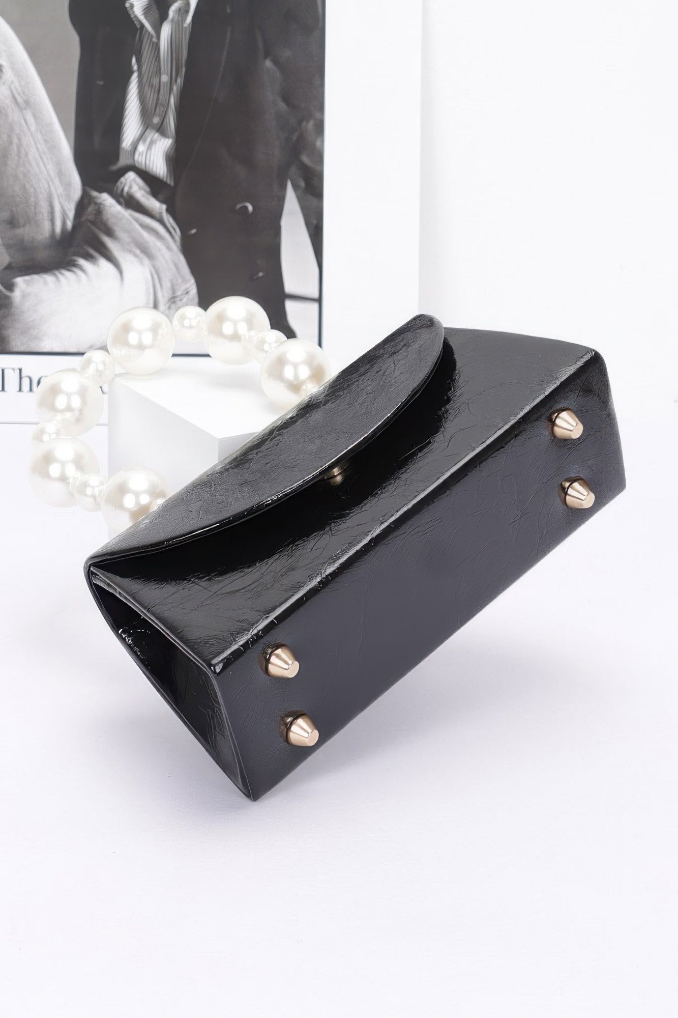 Metallic Pearl Handle Flap Bag product image