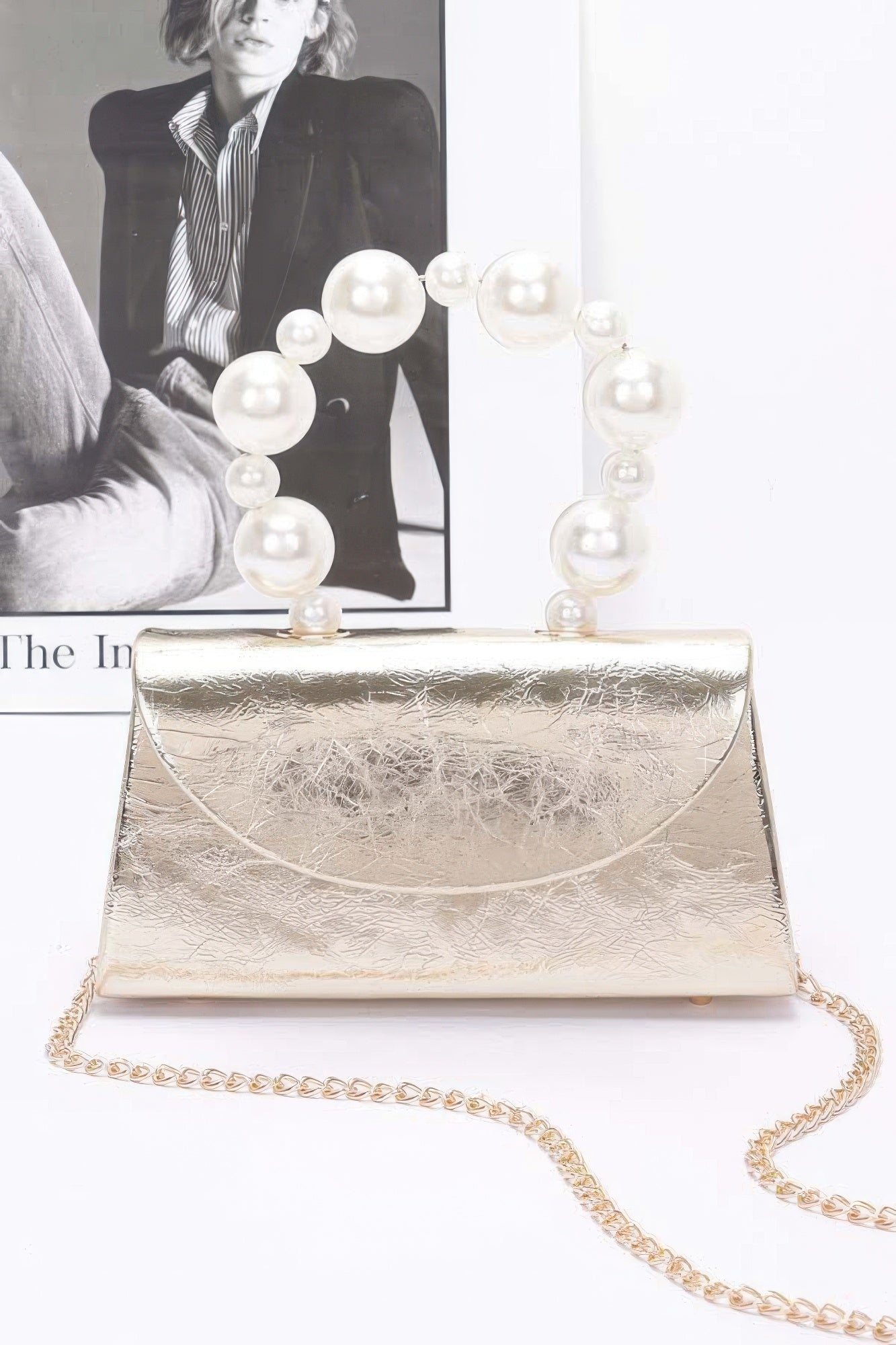 Metallic Pearl Handle Flap Bag product image