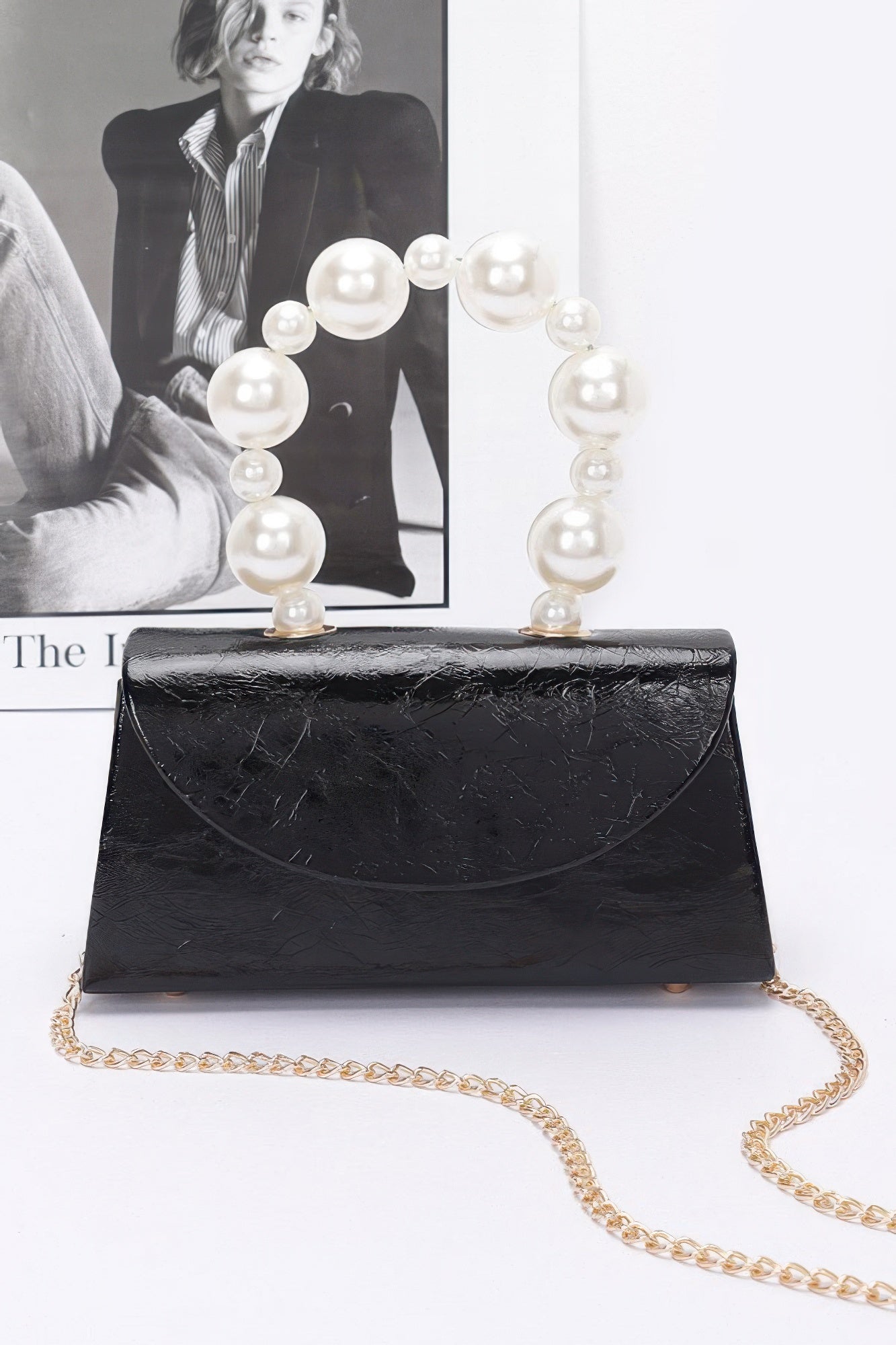 Metallic Pearl Handle Flap Bag product image