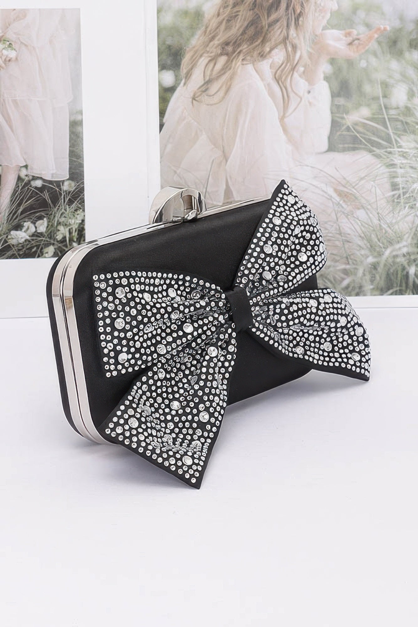 Rhinestone Hotfix Ribbon Nylon Hard Case Clutch product image
