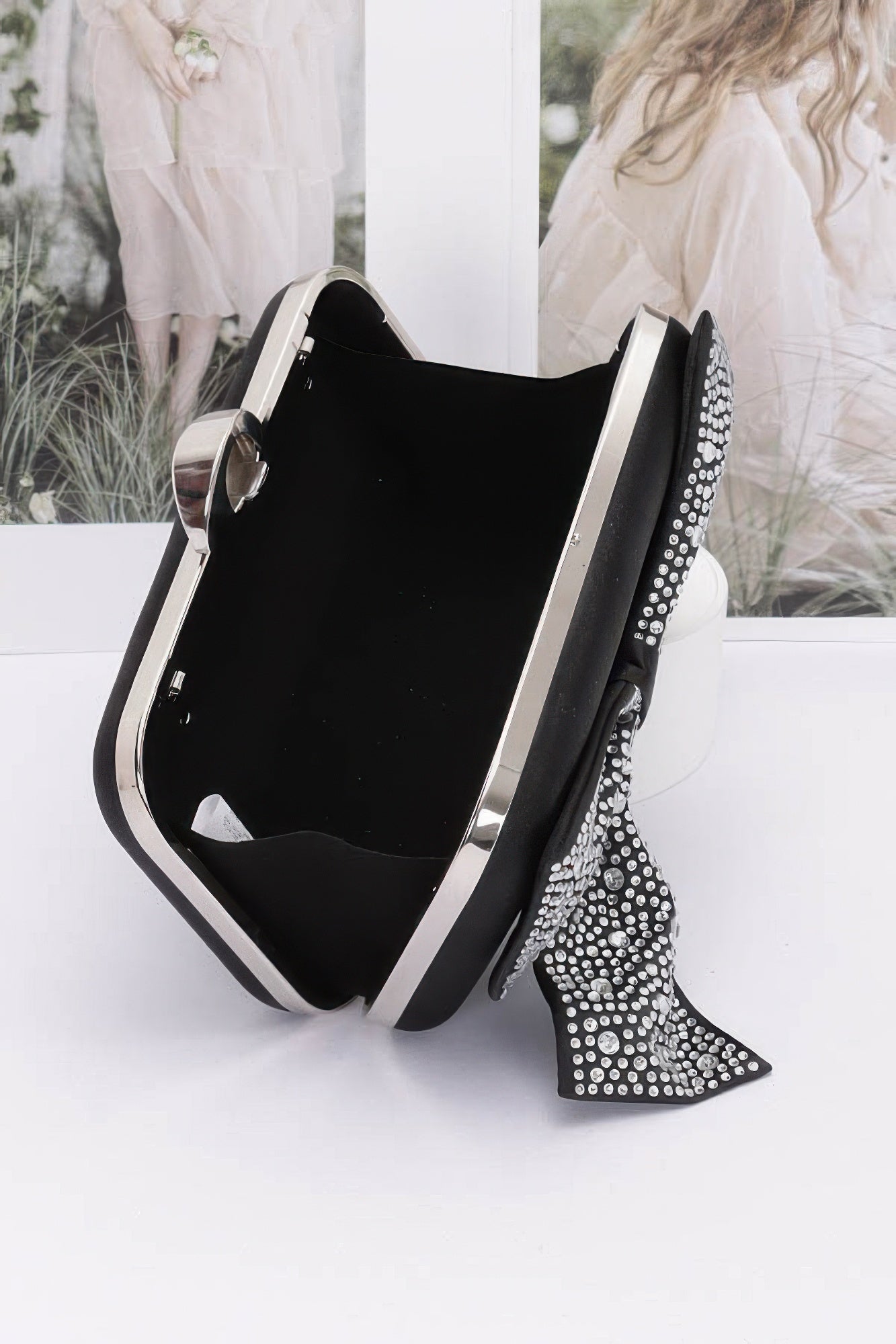 Rhinestone Hotfix Ribbon Nylon Hard Case Clutch product image