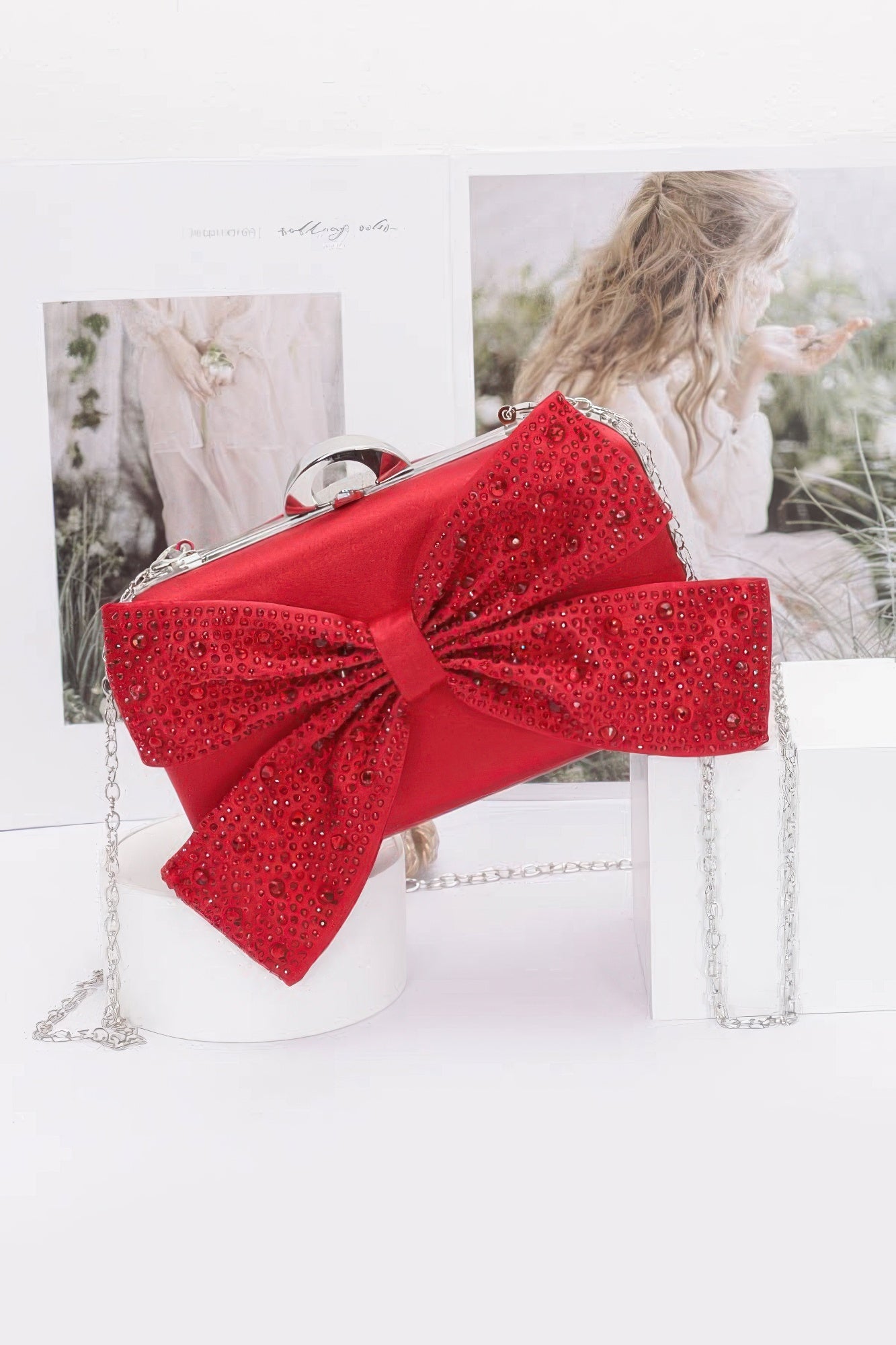 Rhinestone Hotfix Ribbon Nylon Hard Case Clutch product image