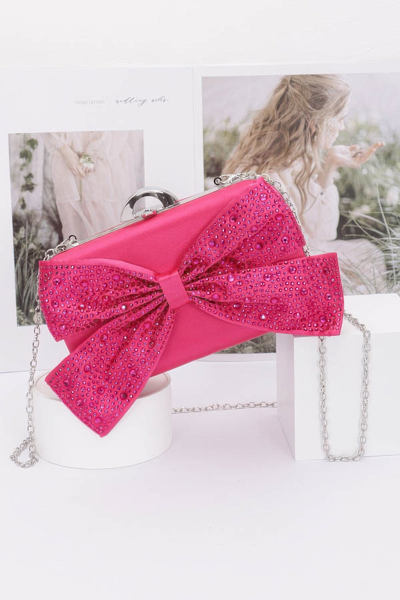 Rhinestone Hotfix Ribbon Nylon Hard Case Clutch product image