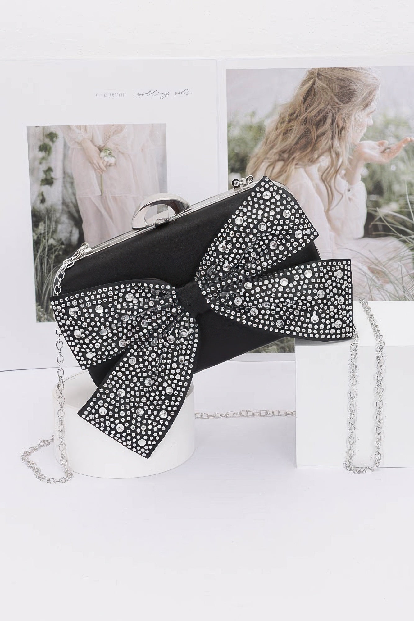 Rhinestone Hotfix Ribbon Nylon Hard Case Clutch product image