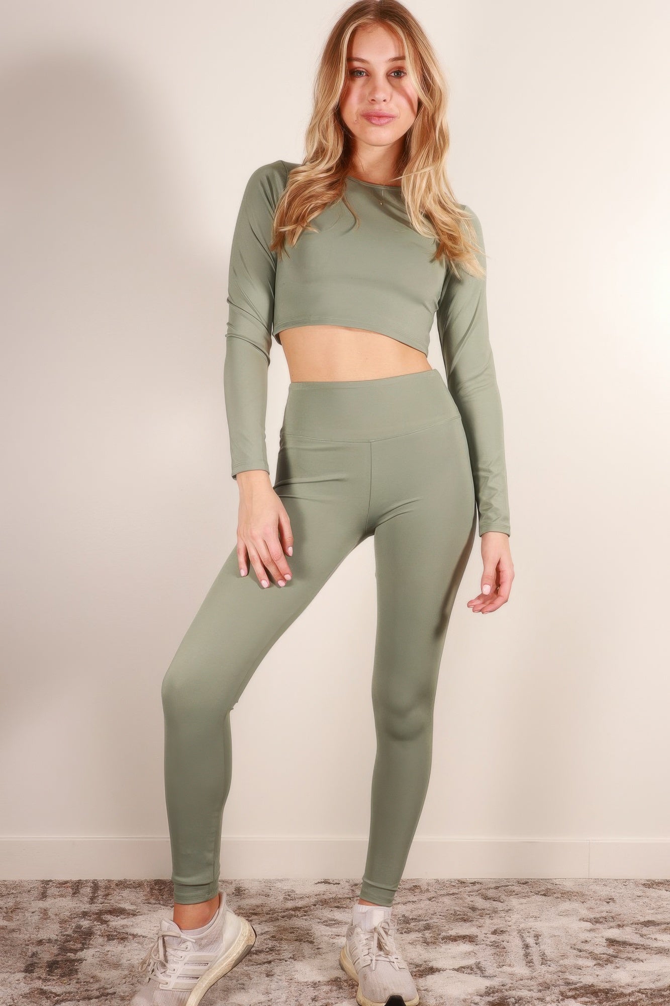 Long Sleeve Crop Top & High Waist Leggings Activewear Set product image
