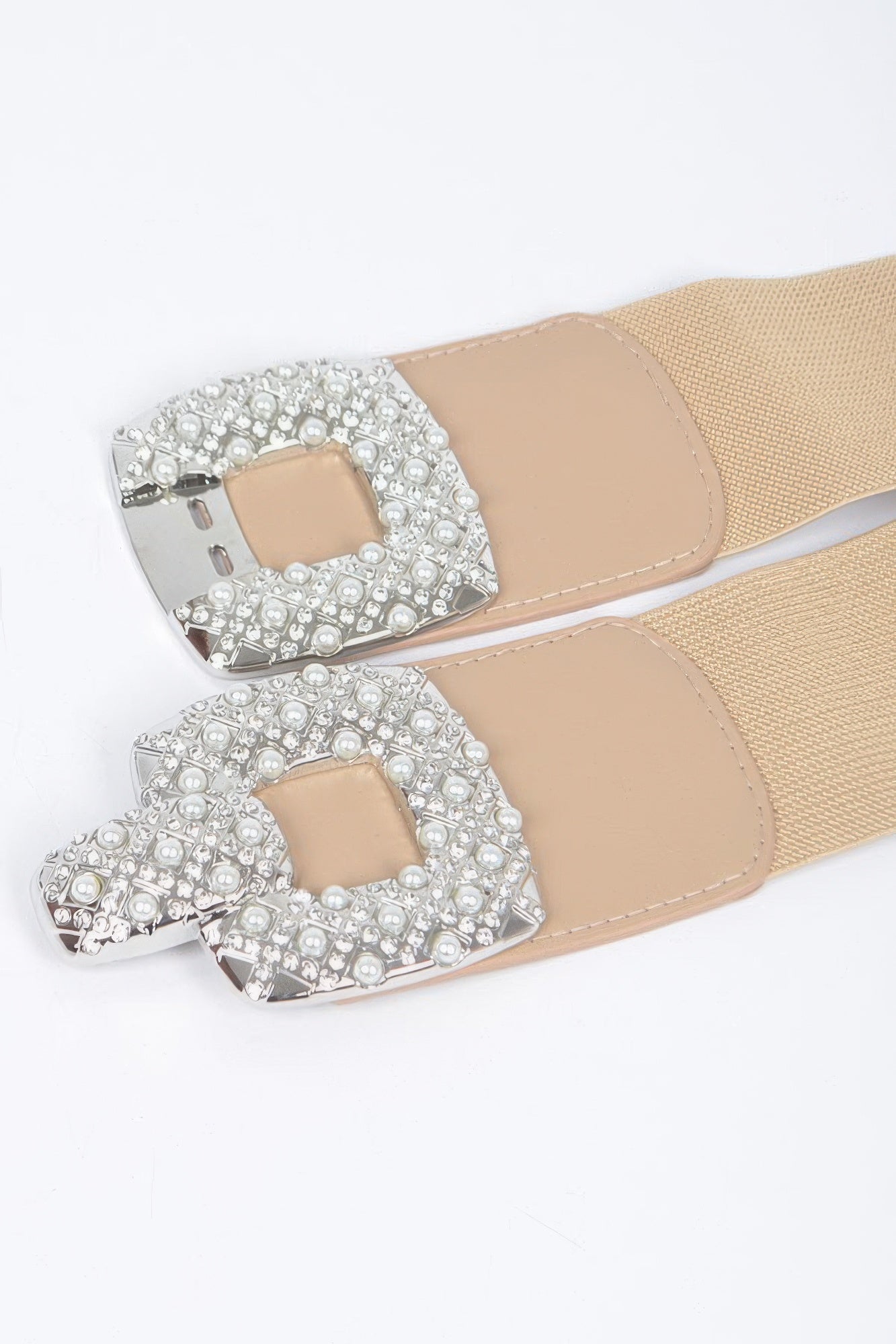 Rhinestone Pearl Buckles Elastic Belt product image