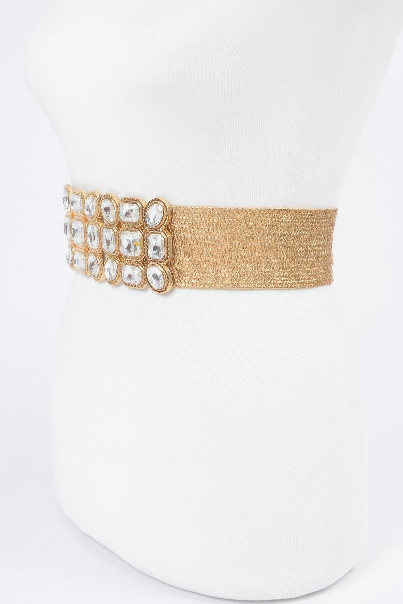 Multi Stone Metallic Straw Stretch Belt product image
