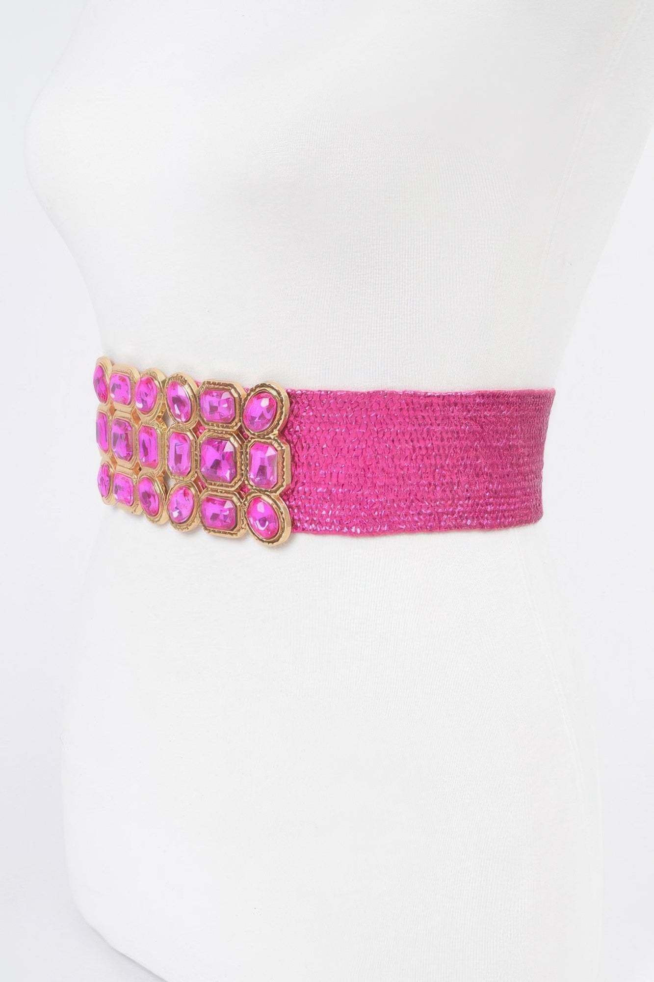 Multi Stone Metallic Straw Stretch Belt product image