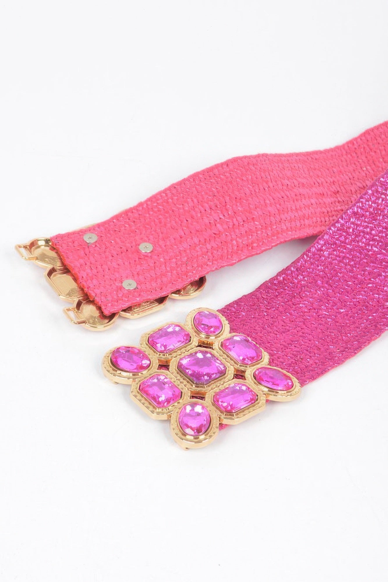 Multi Stone Metallic Straw Stretch Belt product image