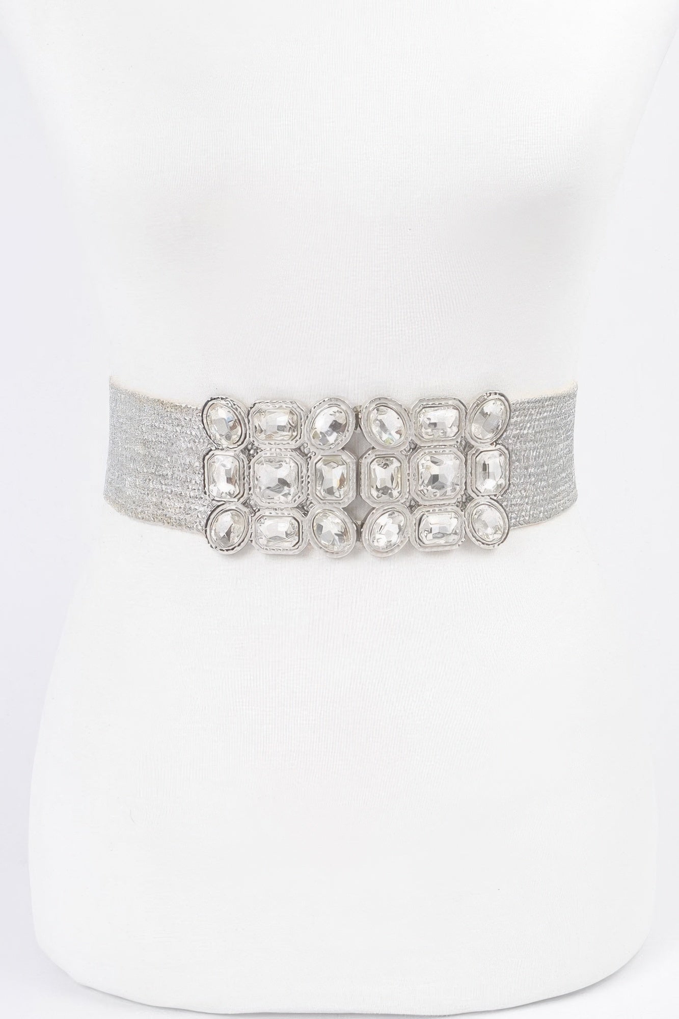 Multi Stone Metallic Straw Stretch Belt product image