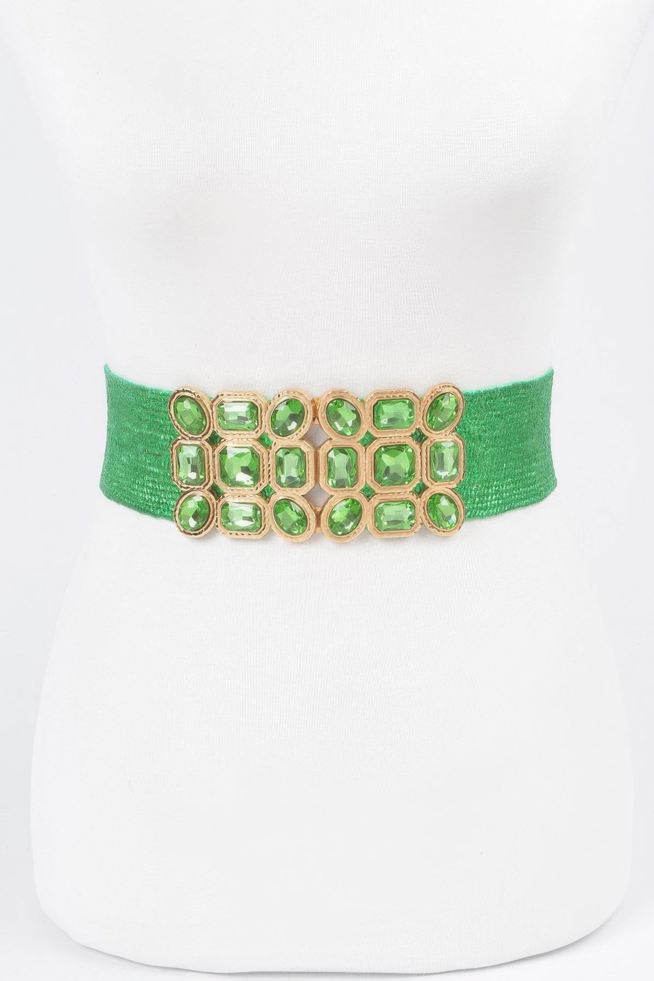 Multi Stone Metallic Straw Stretch Belt product image