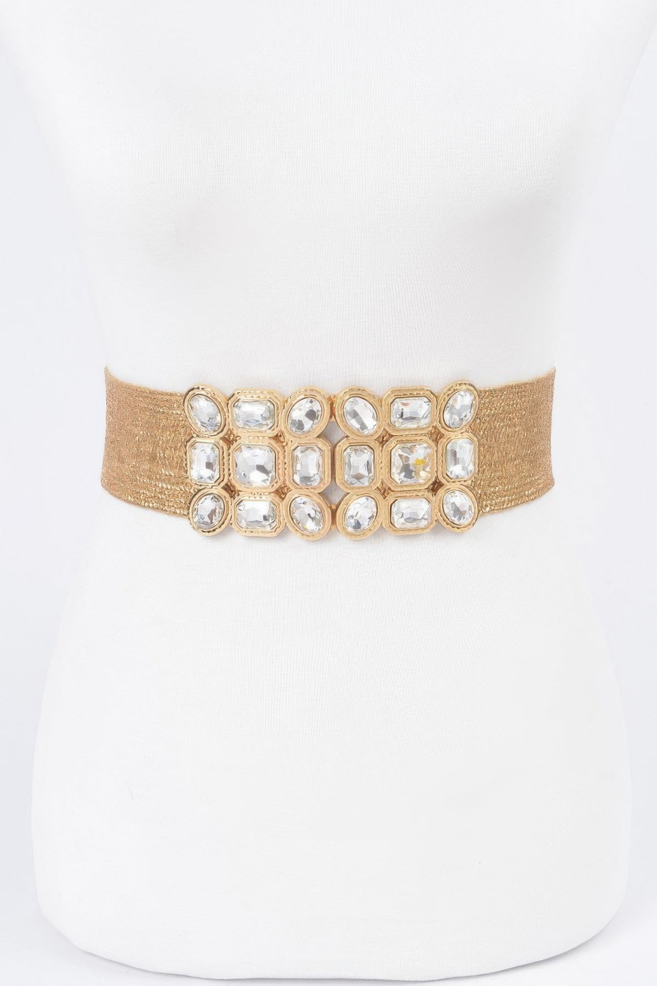 Multi Stone Metallic Straw Stretch Belt product image