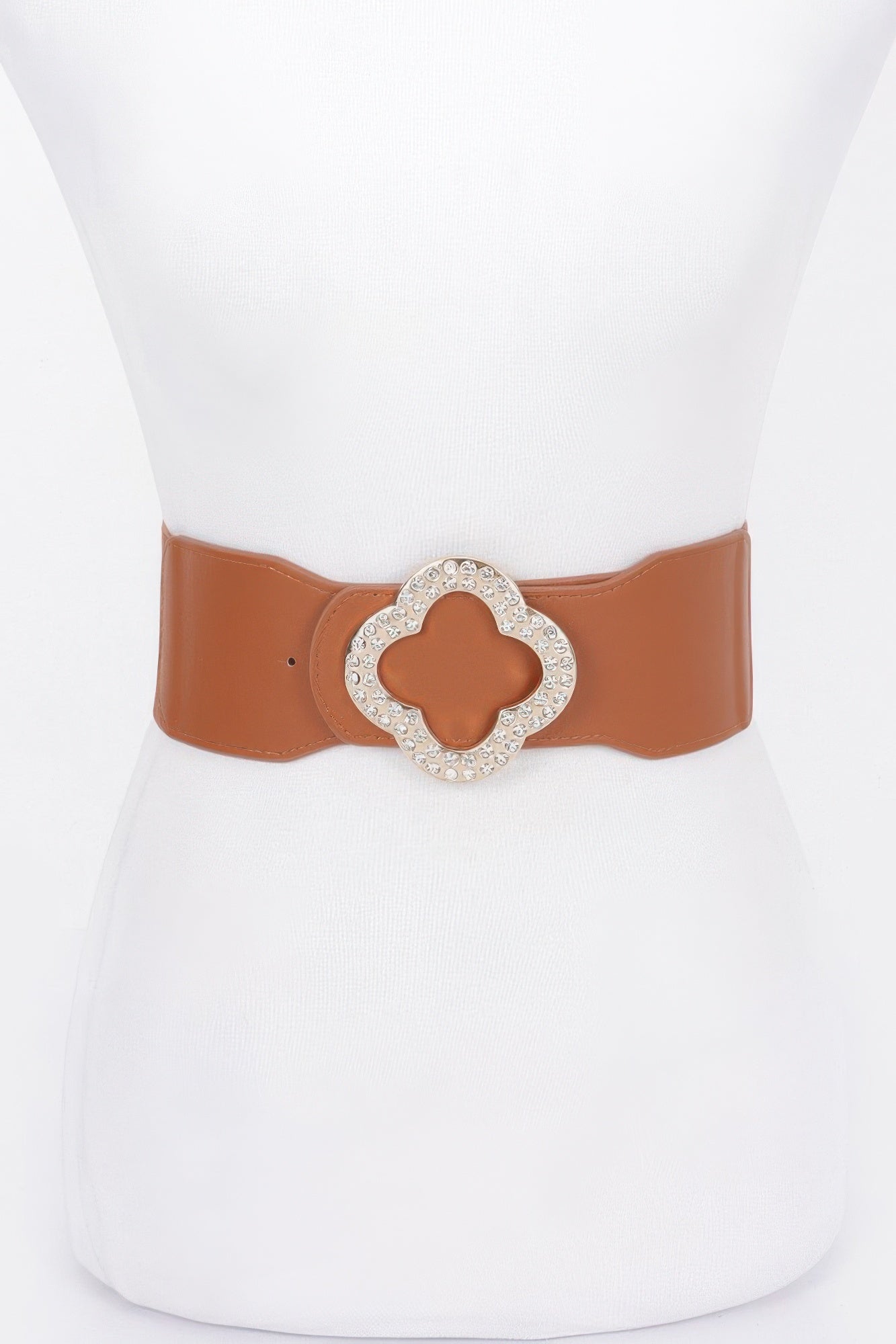 Faux Leather Metal Metal Buckle Stretch Belt product image