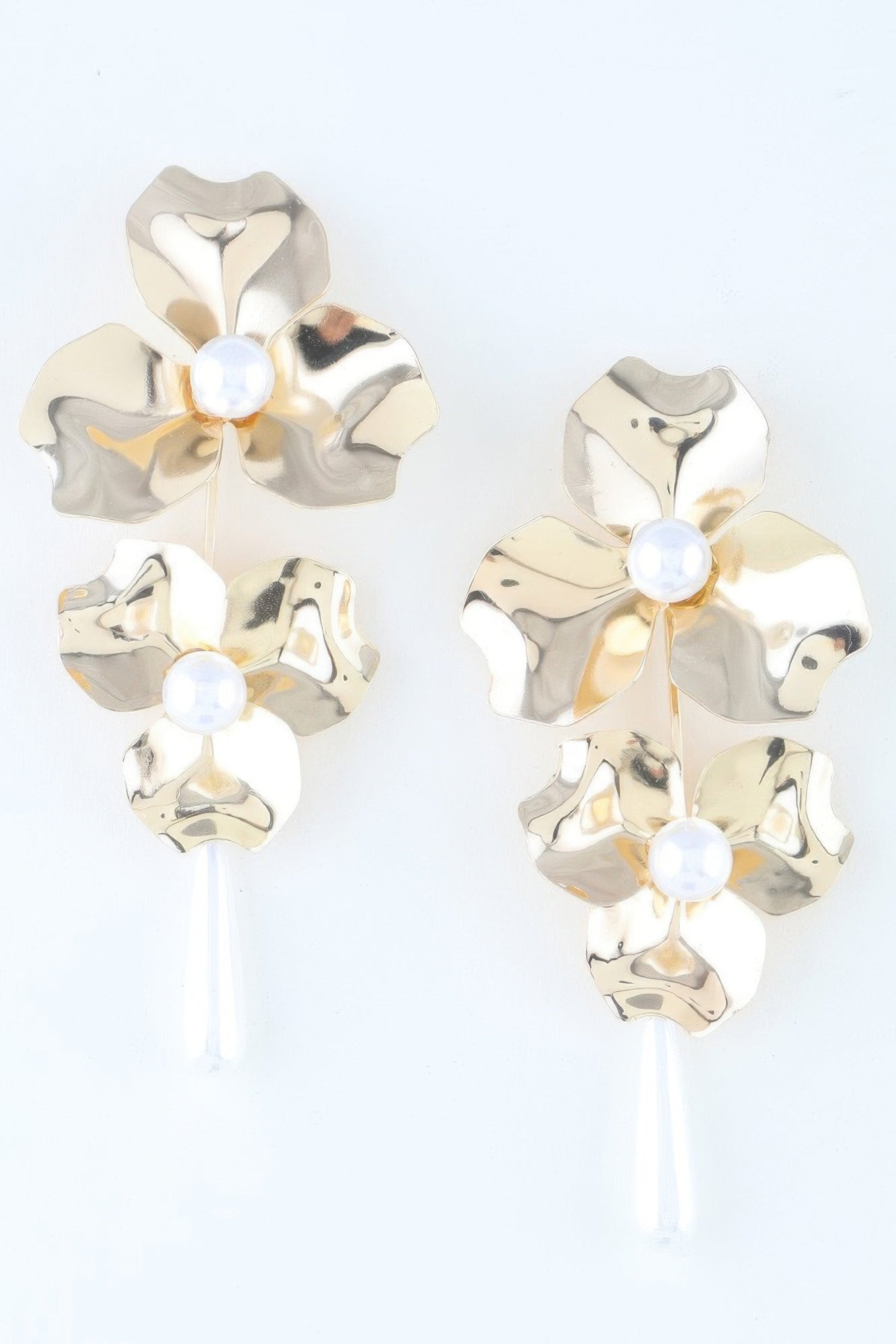 Shiny Pearled Flower Drop Earrings product image
