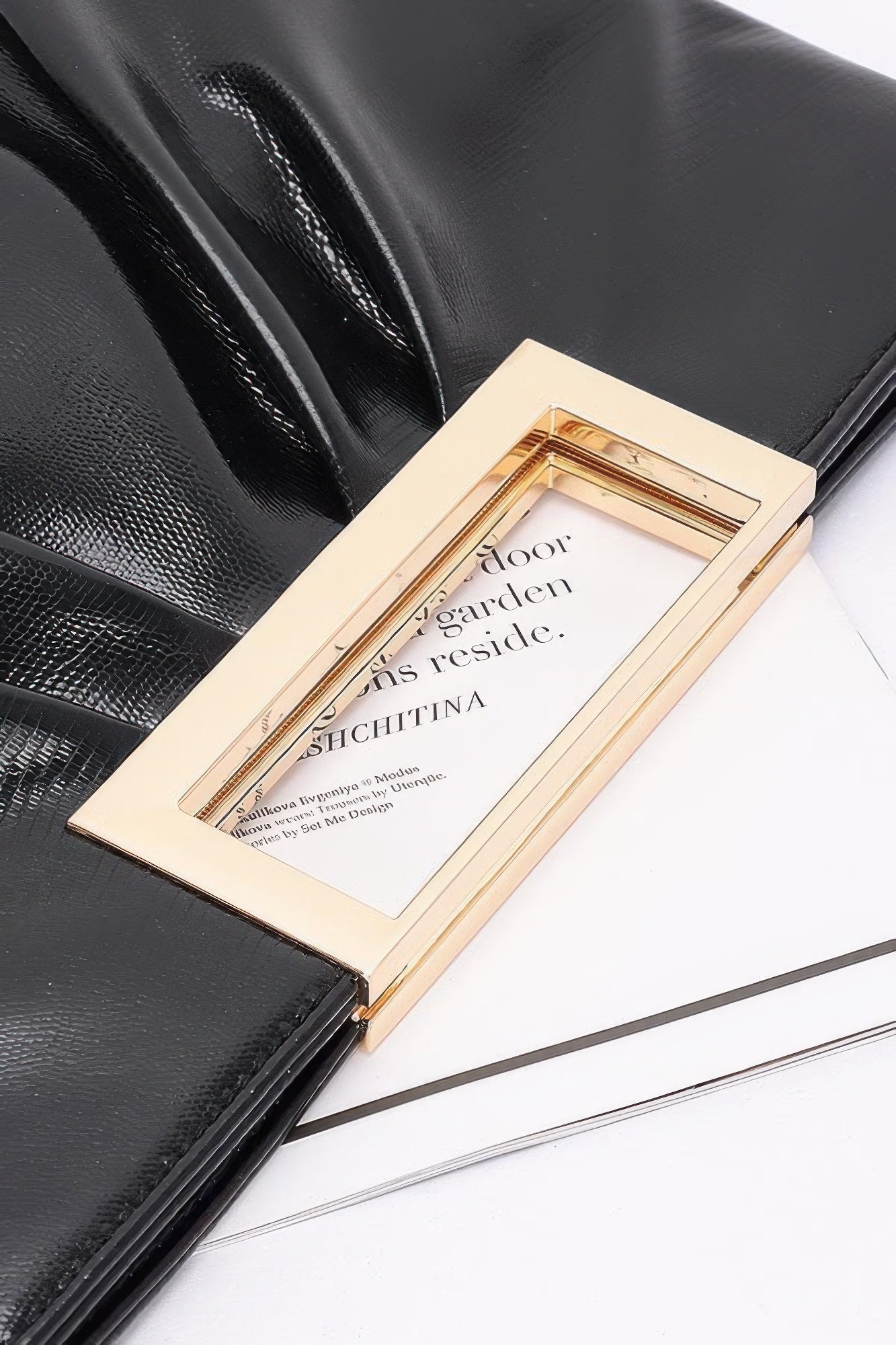 Faux Leather Metal Handle Clutch product image