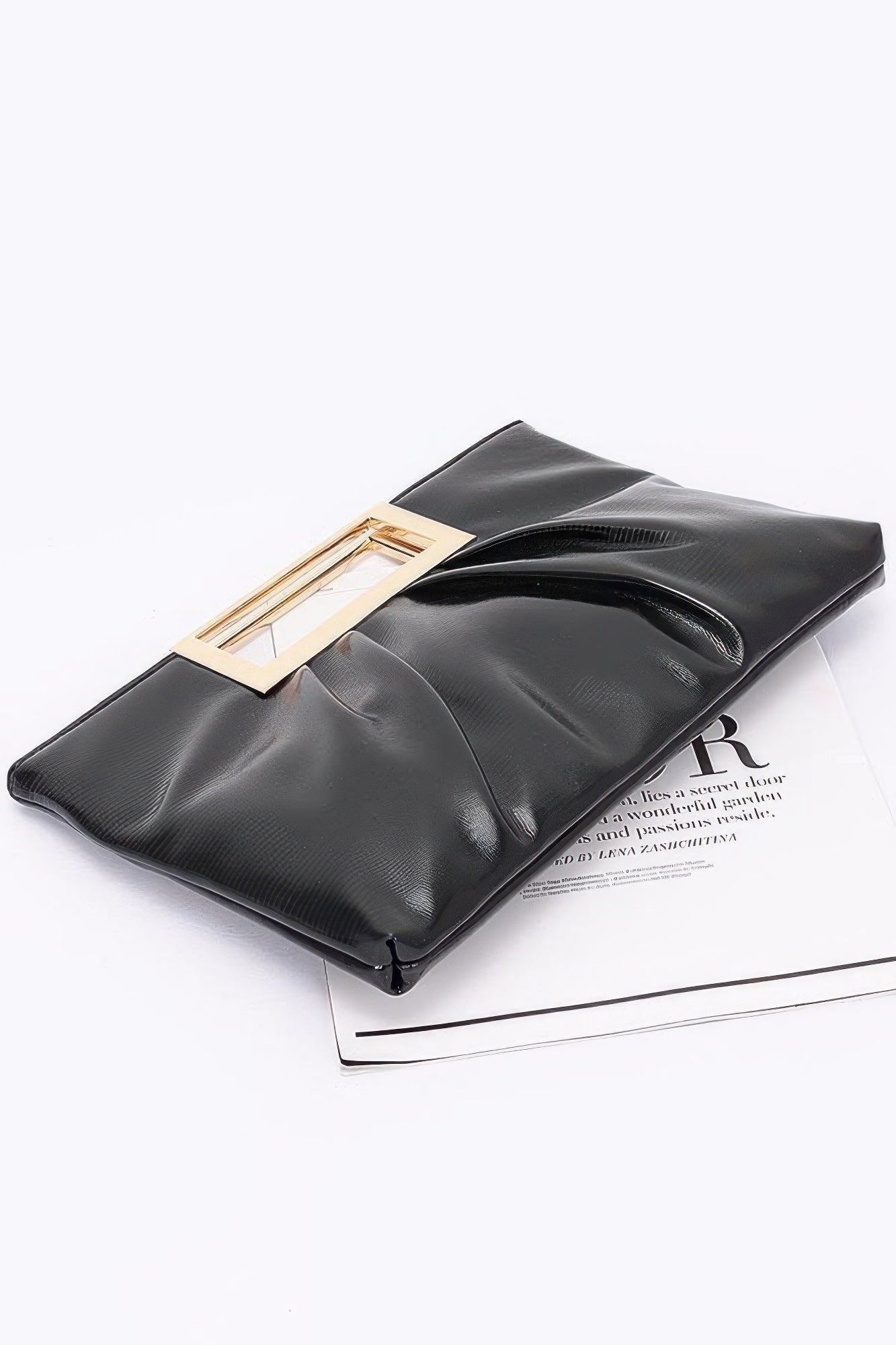 Faux Leather Metal Handle Clutch product image