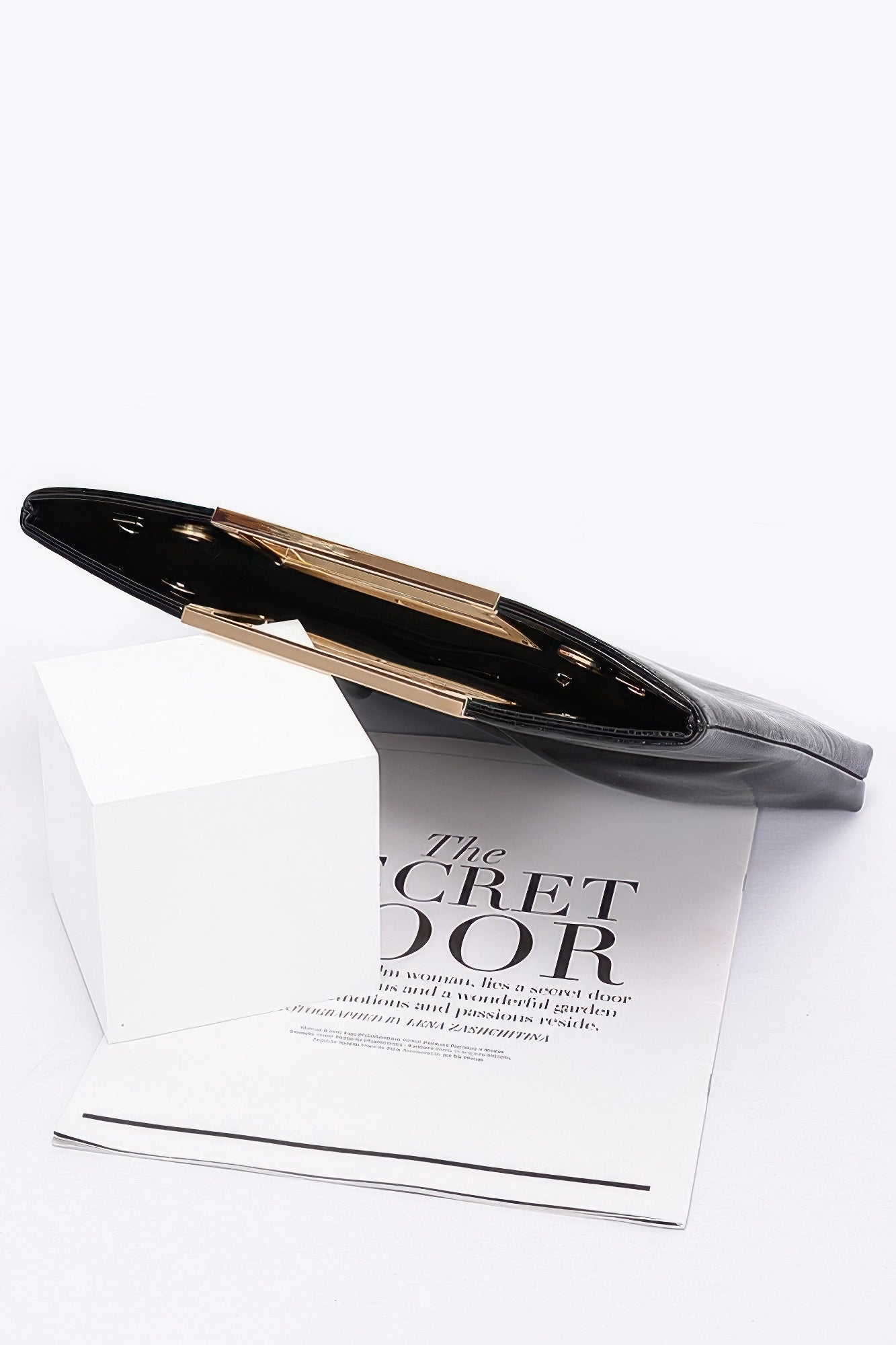 Faux Leather Metal Handle Clutch product image