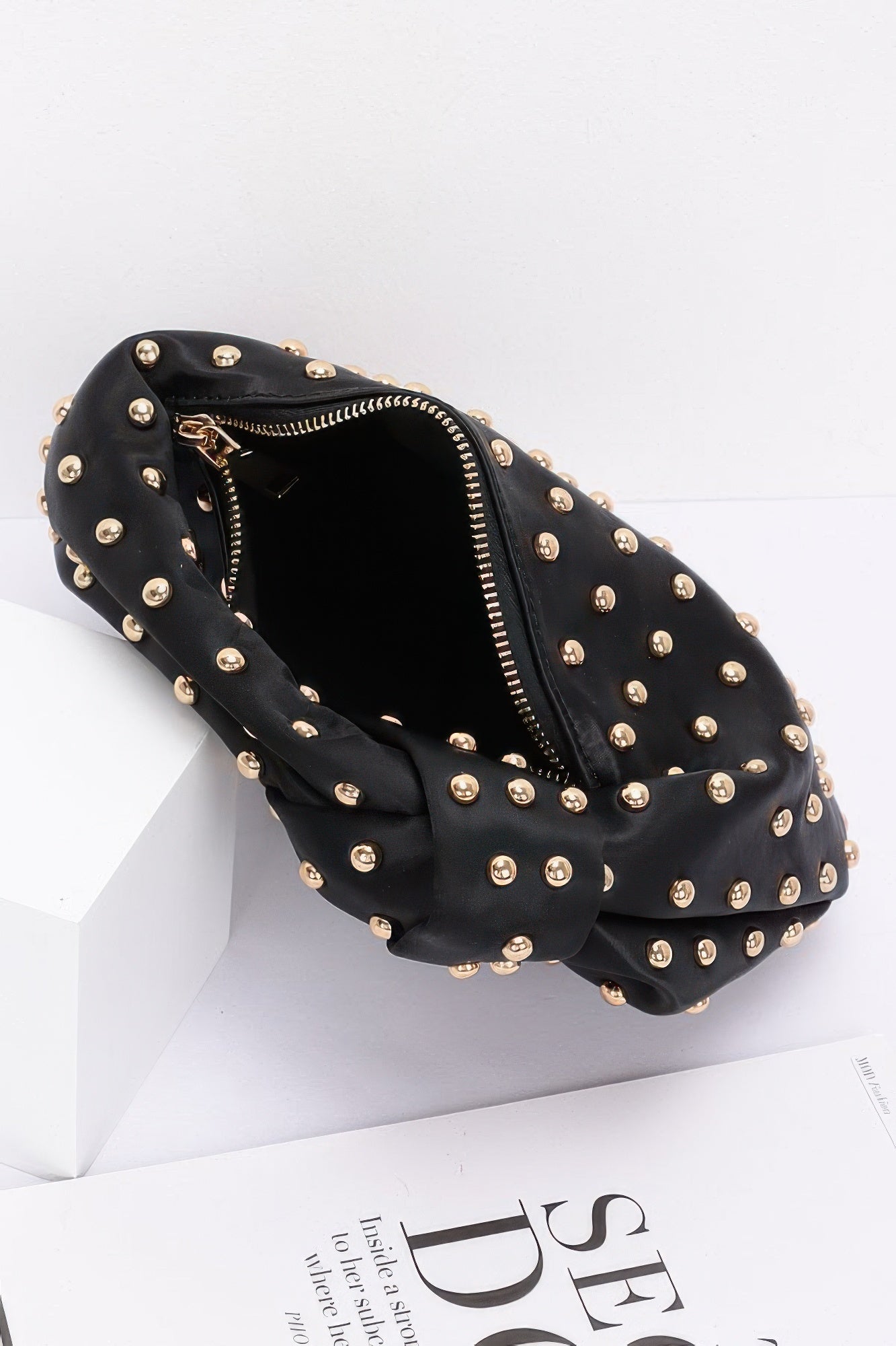 Satin Metal Studded Hobo Bag product image