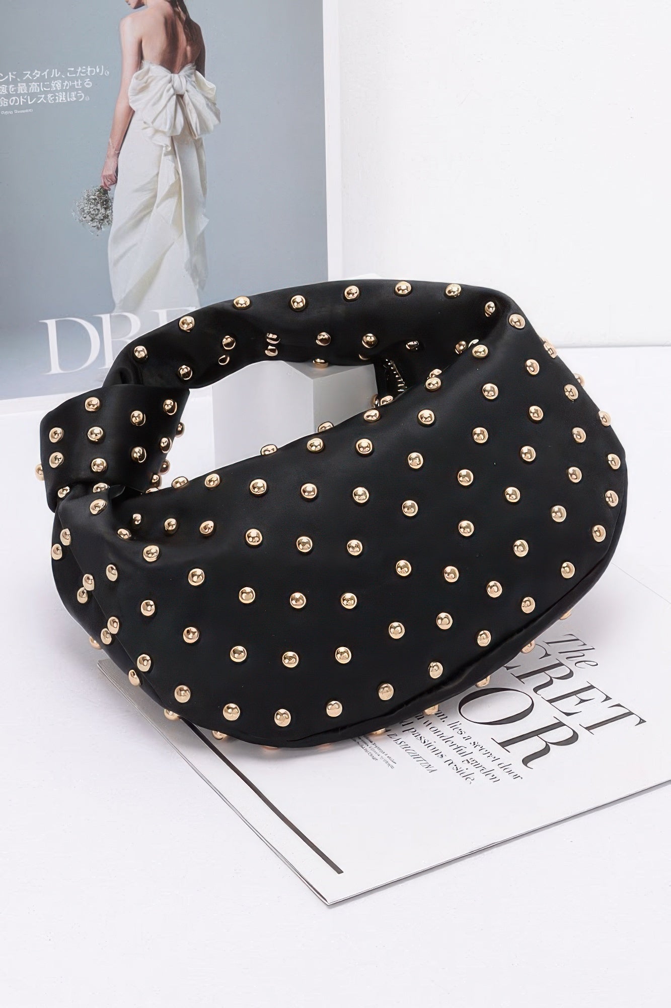 Satin Metal Studded Hobo Bag product image