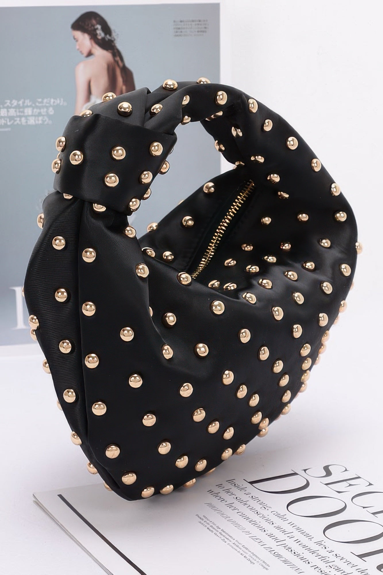 Satin Metal Studded Hobo Bag product image