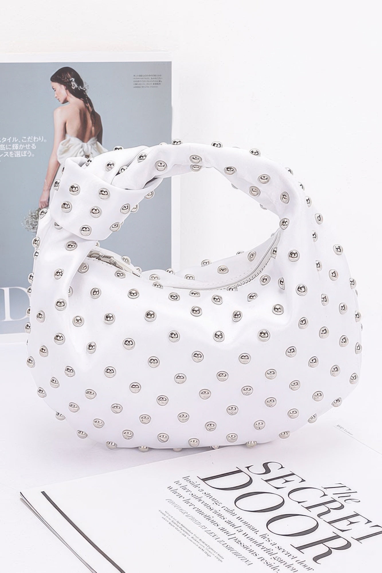 Satin Metal Studded Hobo Bag product image
