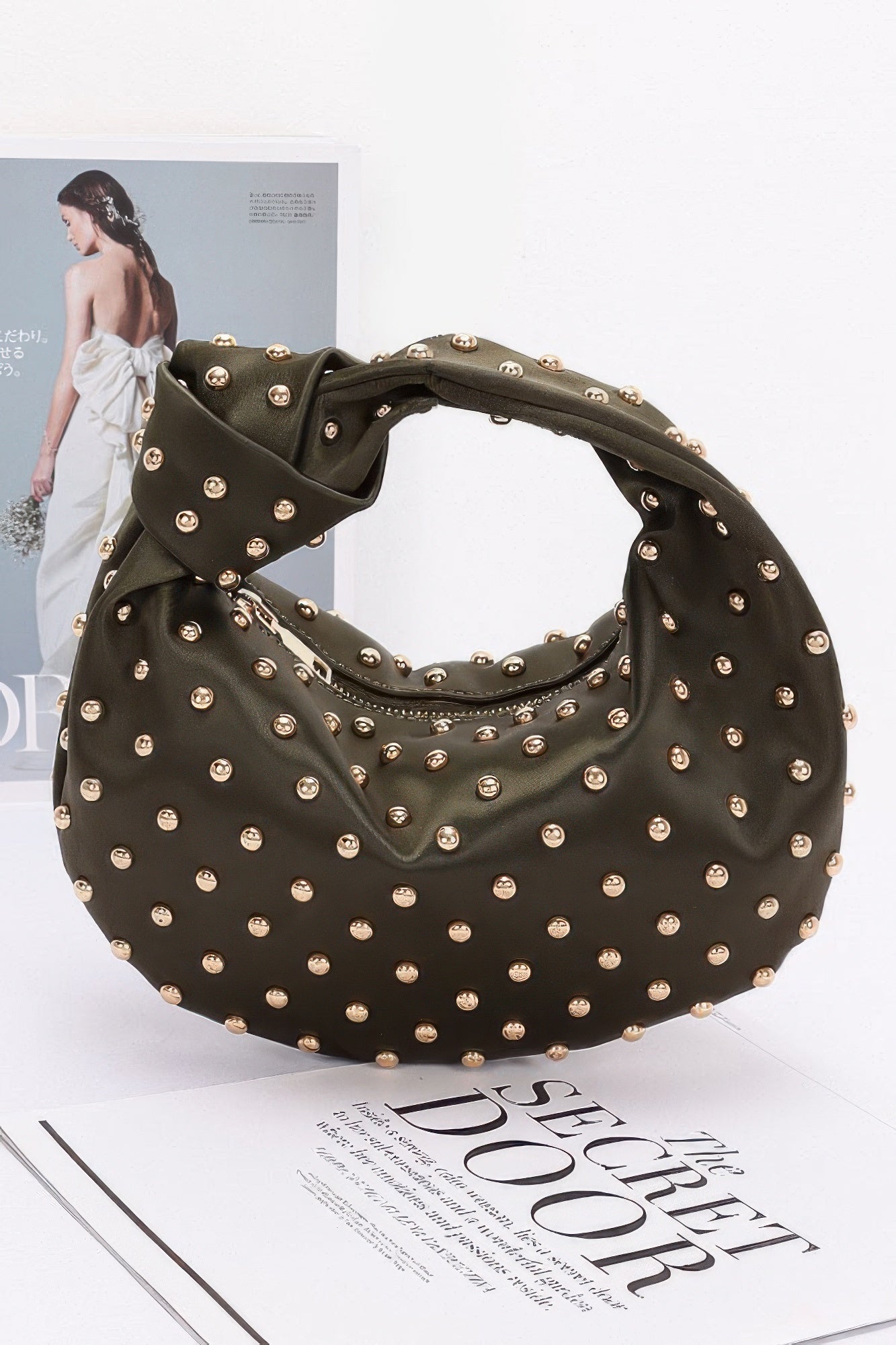 Satin Metal Studded Hobo Bag product image