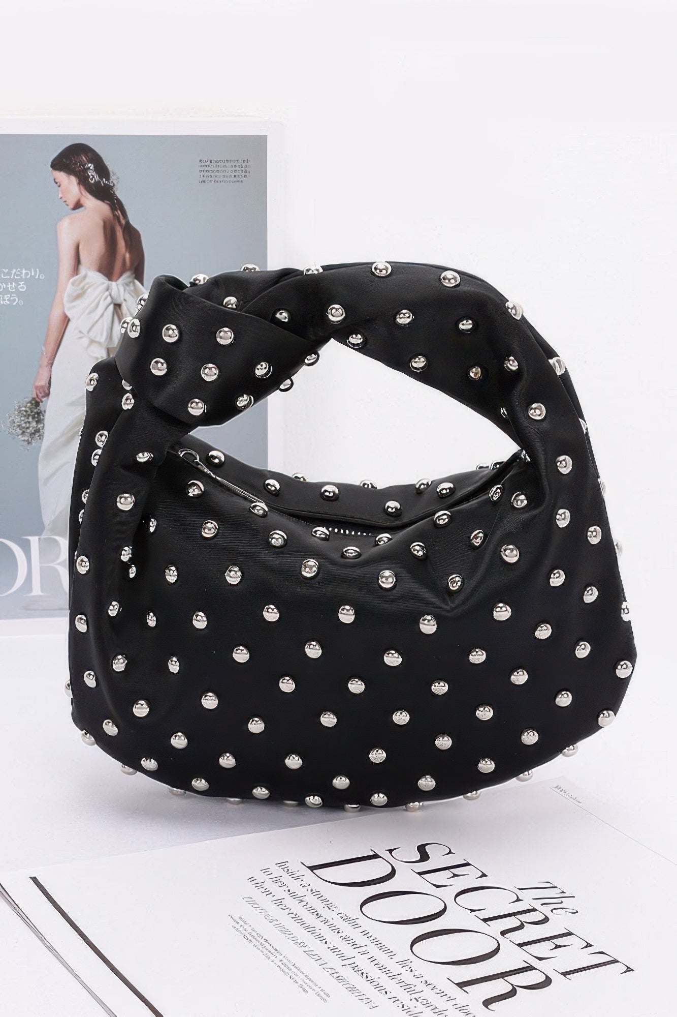 Satin Metal Studded Hobo Bag product image
