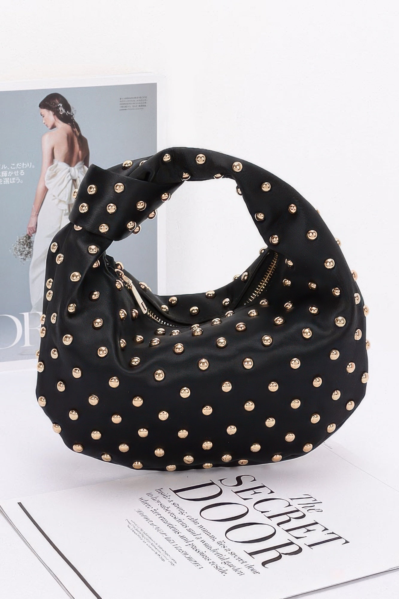 Satin Metal Studded Hobo Bag product image