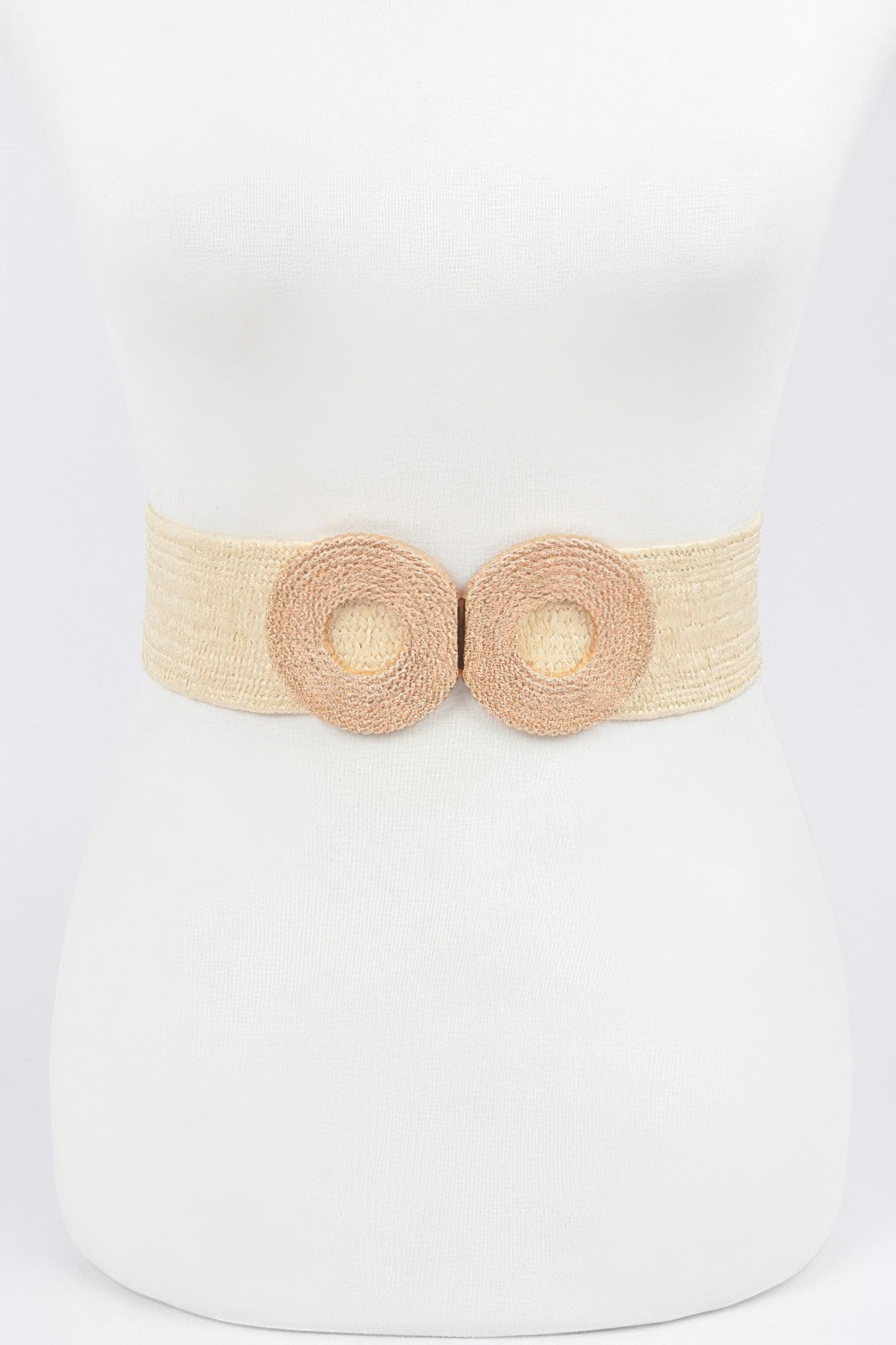 Faux Straw Elastic Two Buckles Belt product image