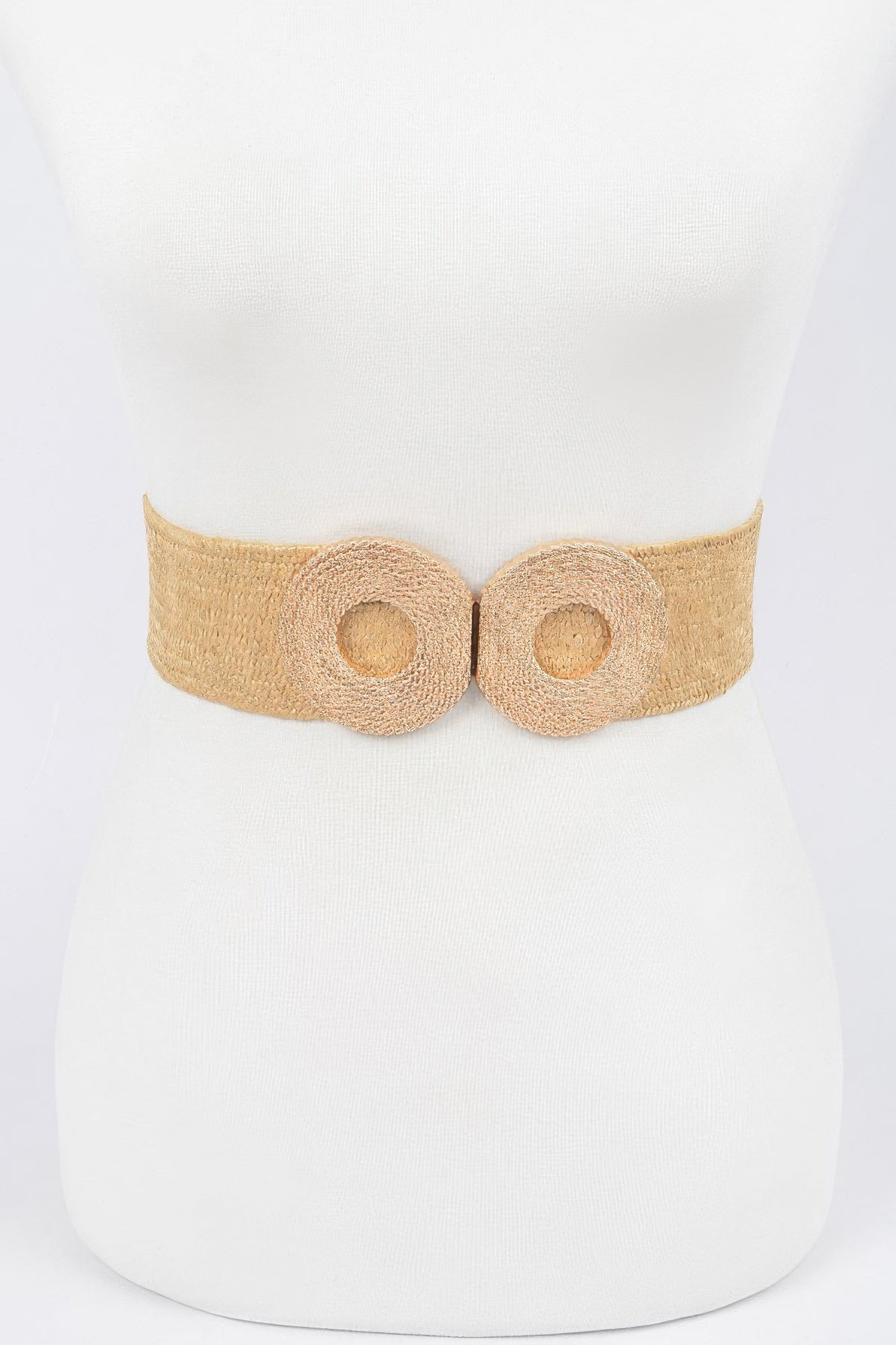 Faux Straw Elastic Two Buckles Belt product image