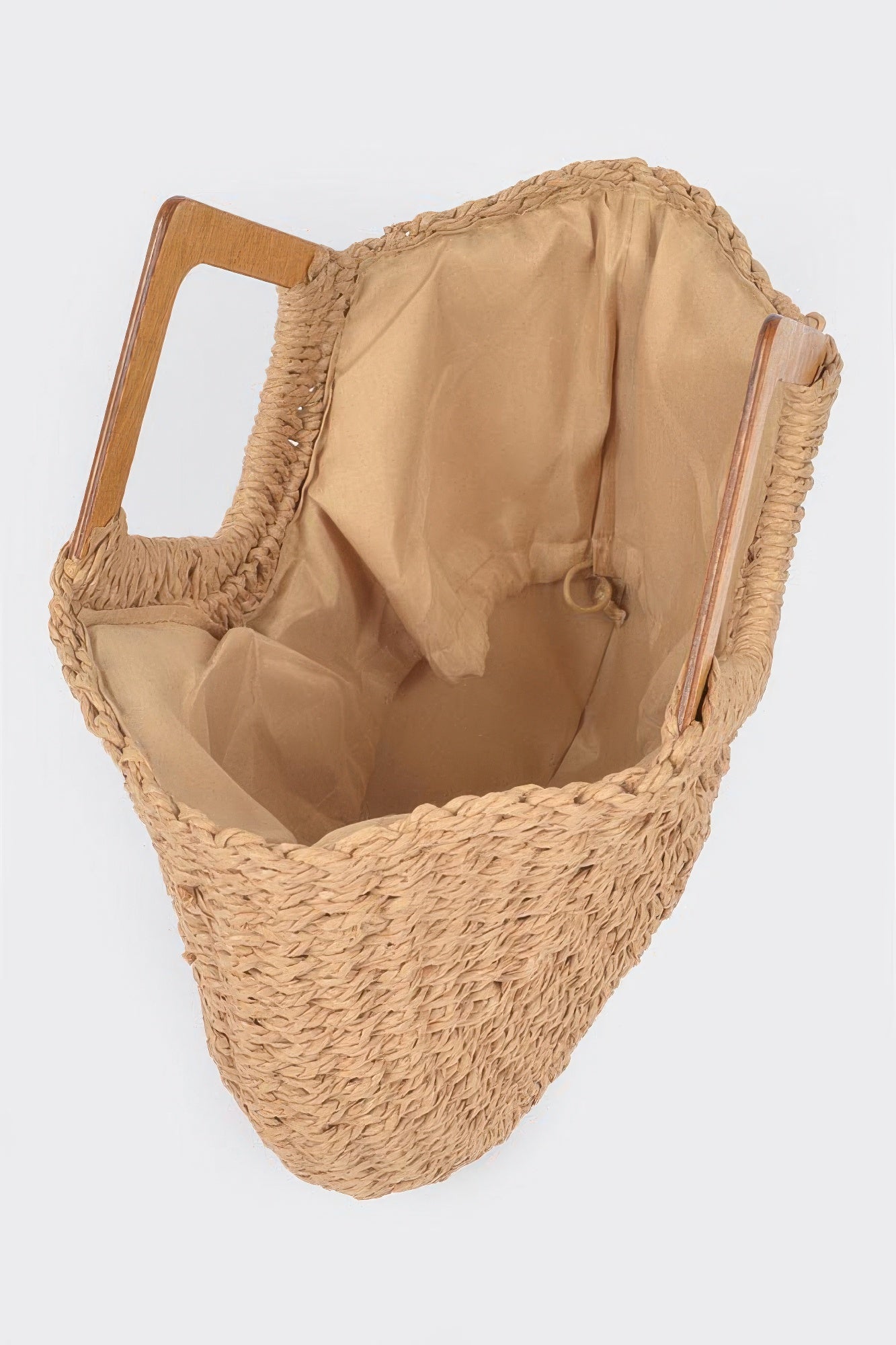 Faux Straw Wood Handle Tote Bag product image