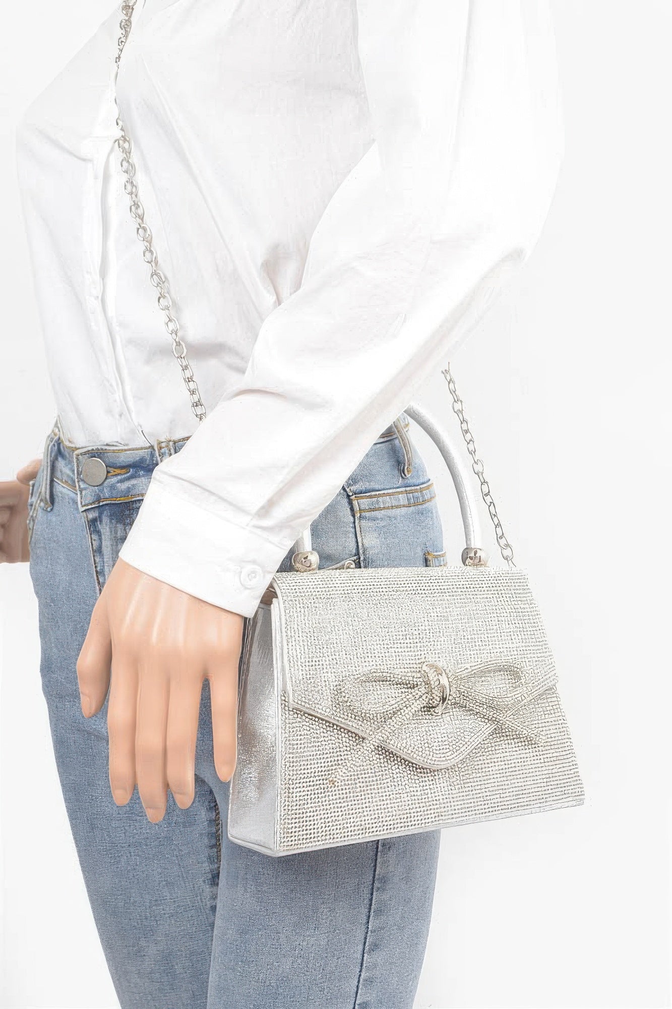 Rhinestone Ribbon Top Handle Bag product image