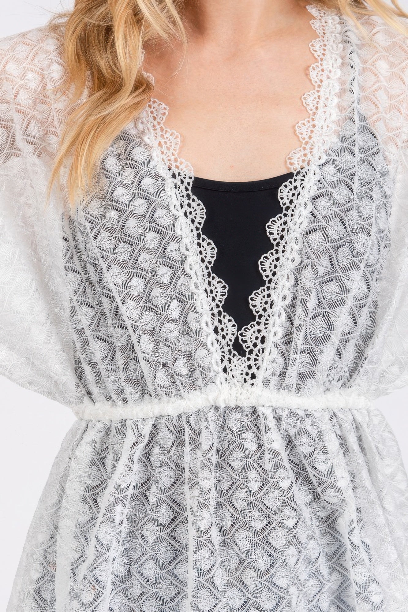 V-neck Detailed Crochet Lace Cover Up product image
