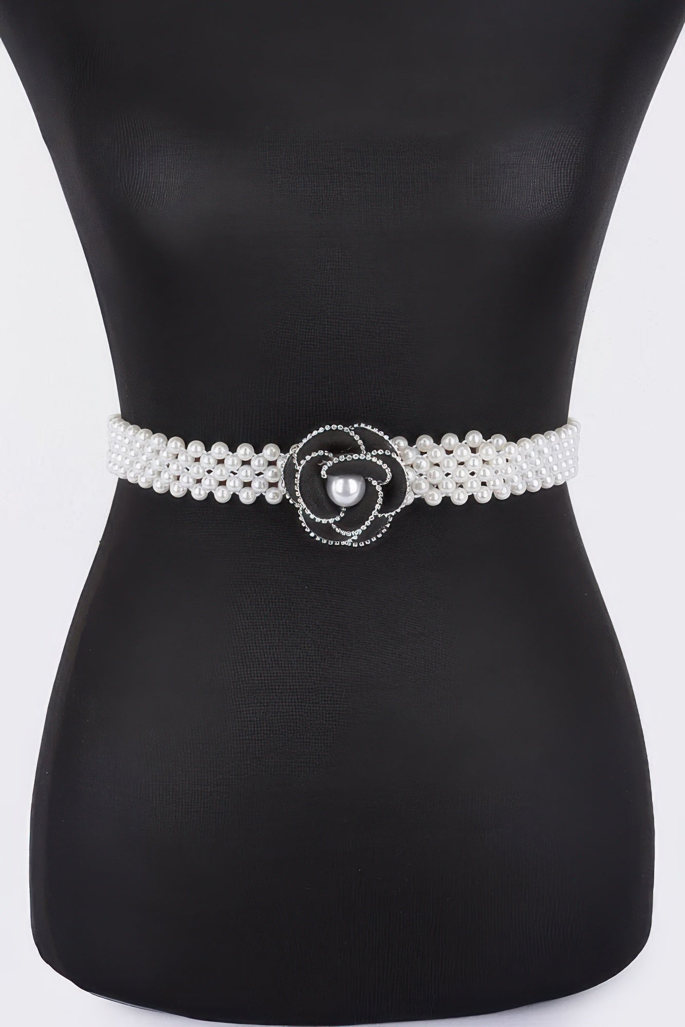 Flower Faux Pearl Elastic Belt product image